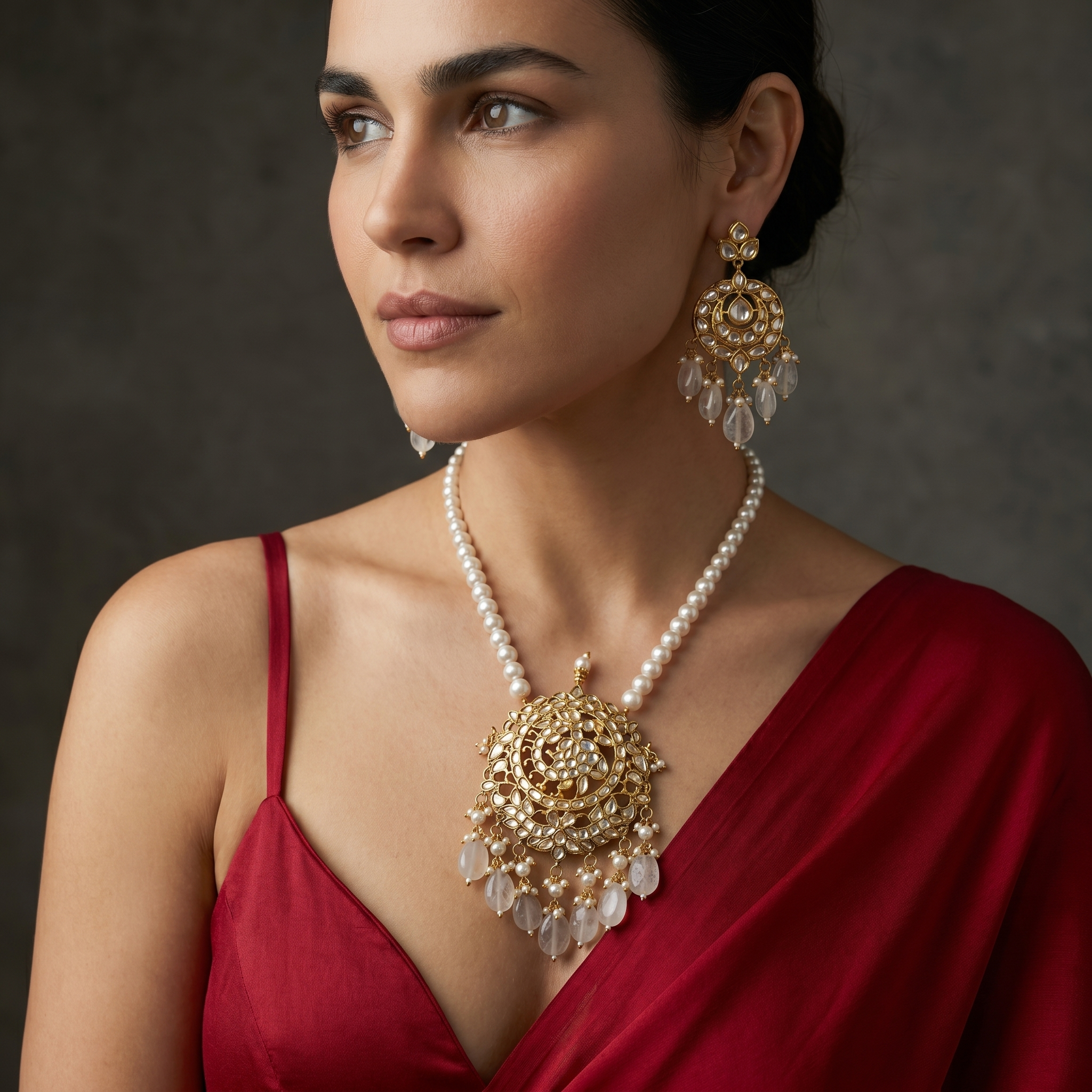 Nitara Ivory Filigree Pendant Set