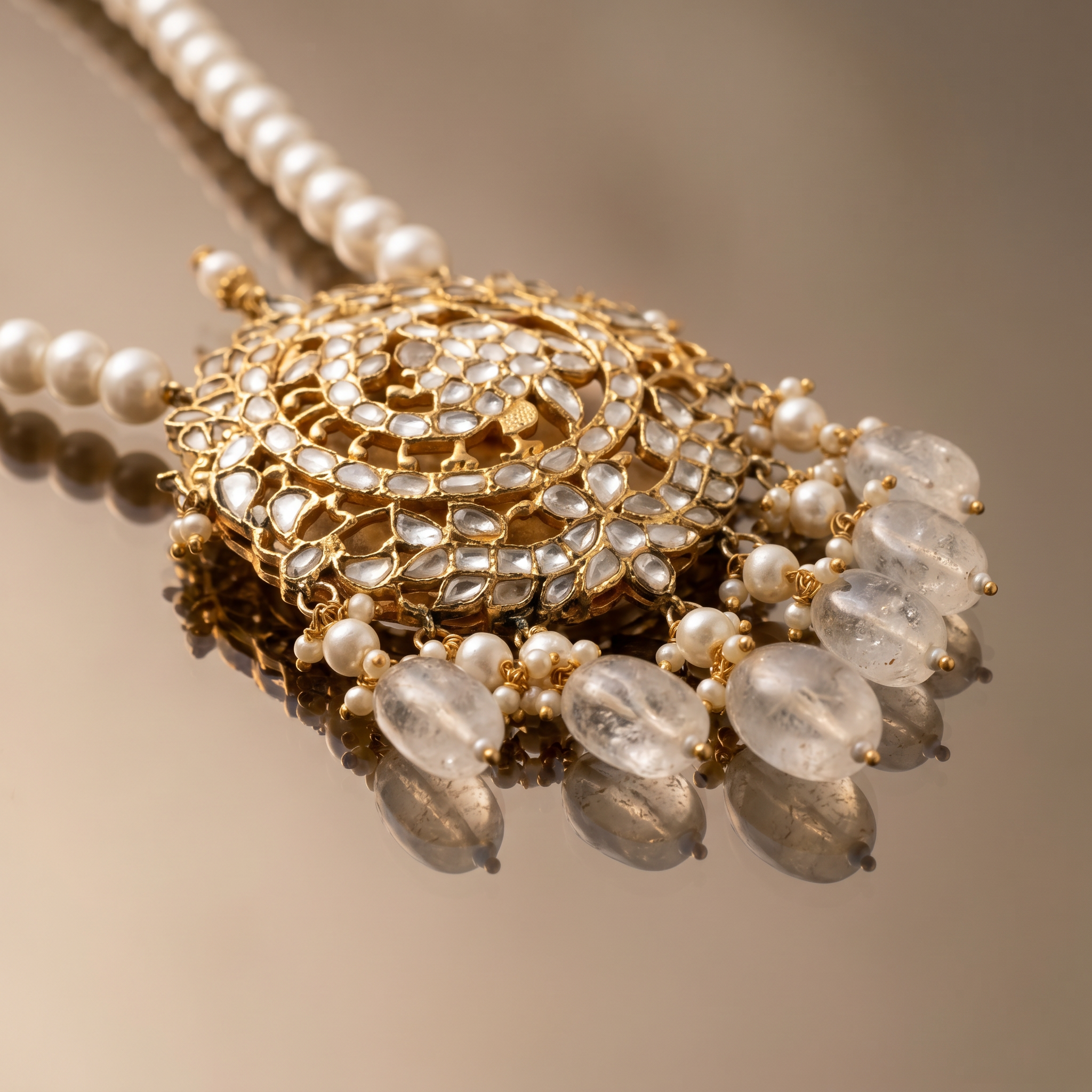 Nitara Ivory Filigree Pendant Set