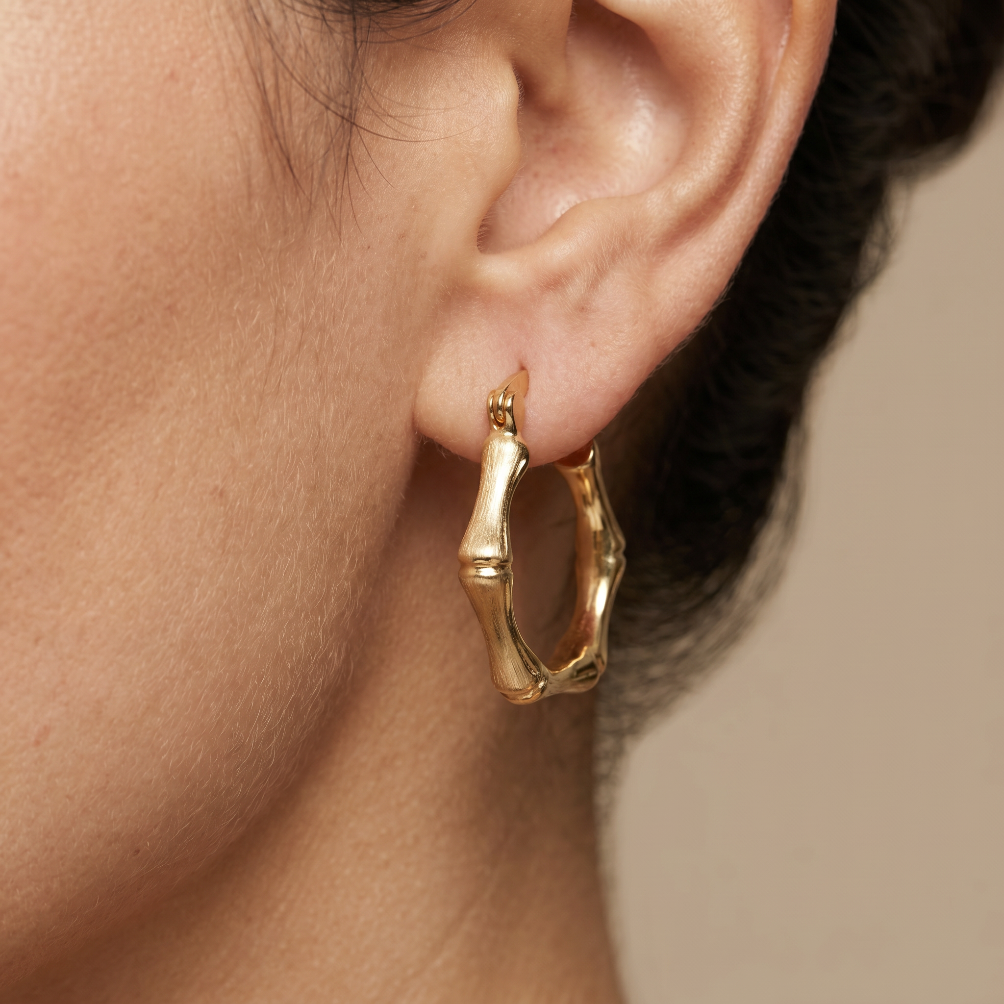 Organic Sculpted Hoop Earrings (Gold Tone)