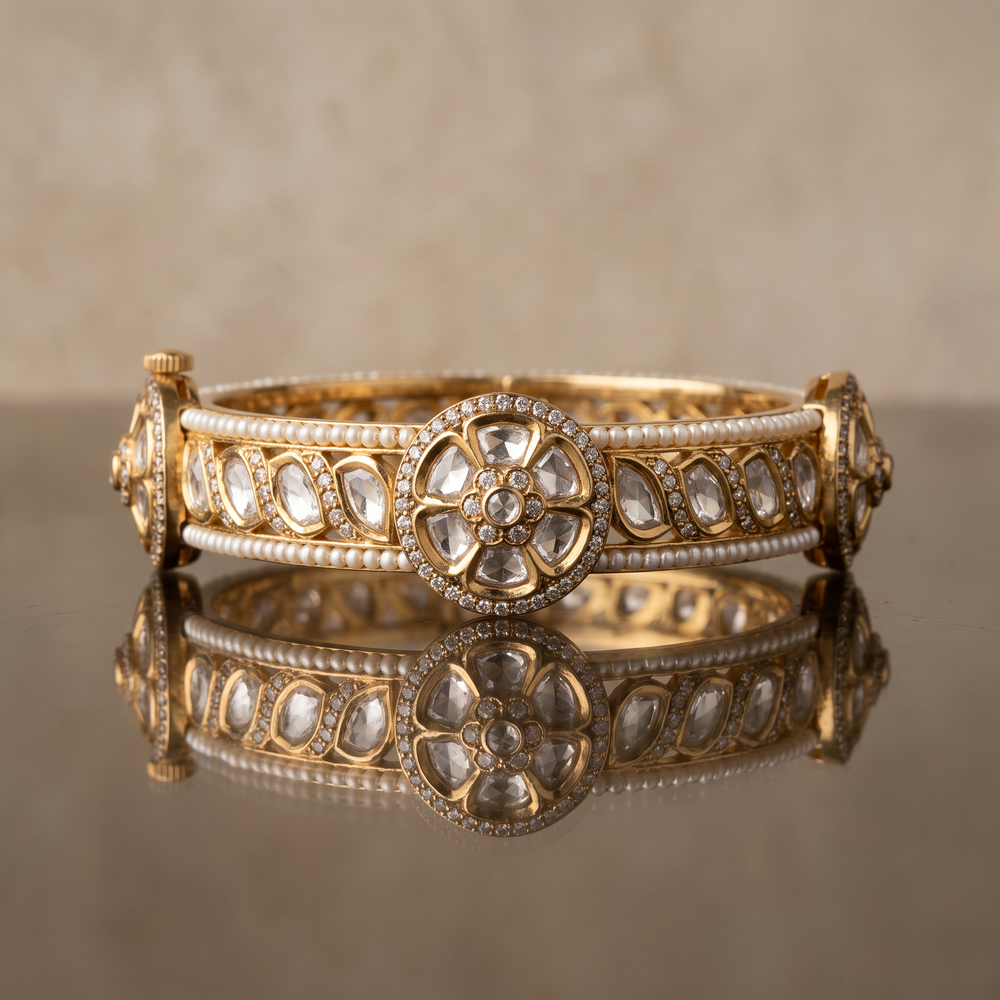 Padma Pearl Kundan Bracelet.
