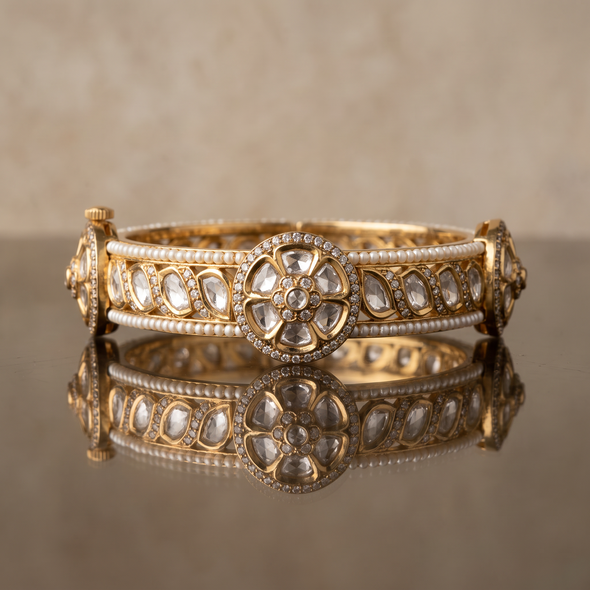 Padma Pearl Kundan Bracelet.