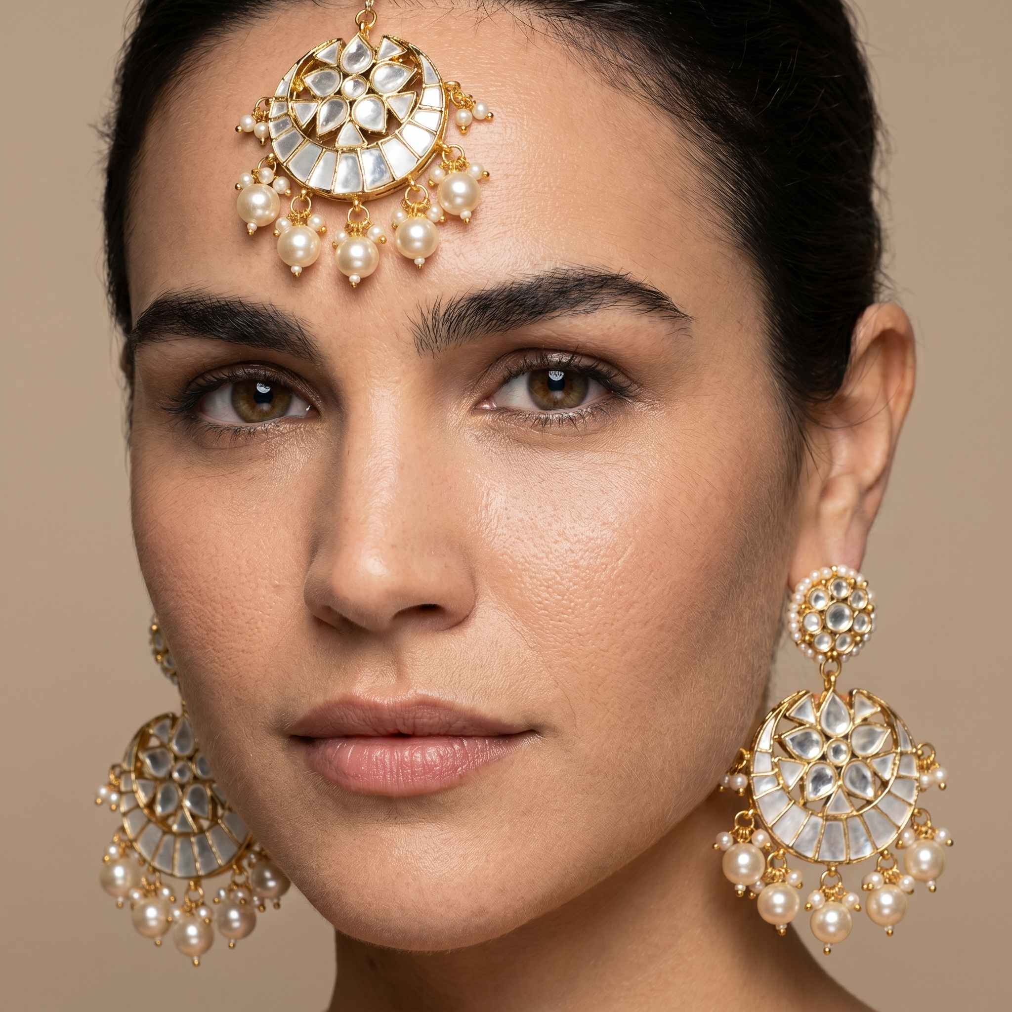 Pernia Pearl Kundan Chand Set