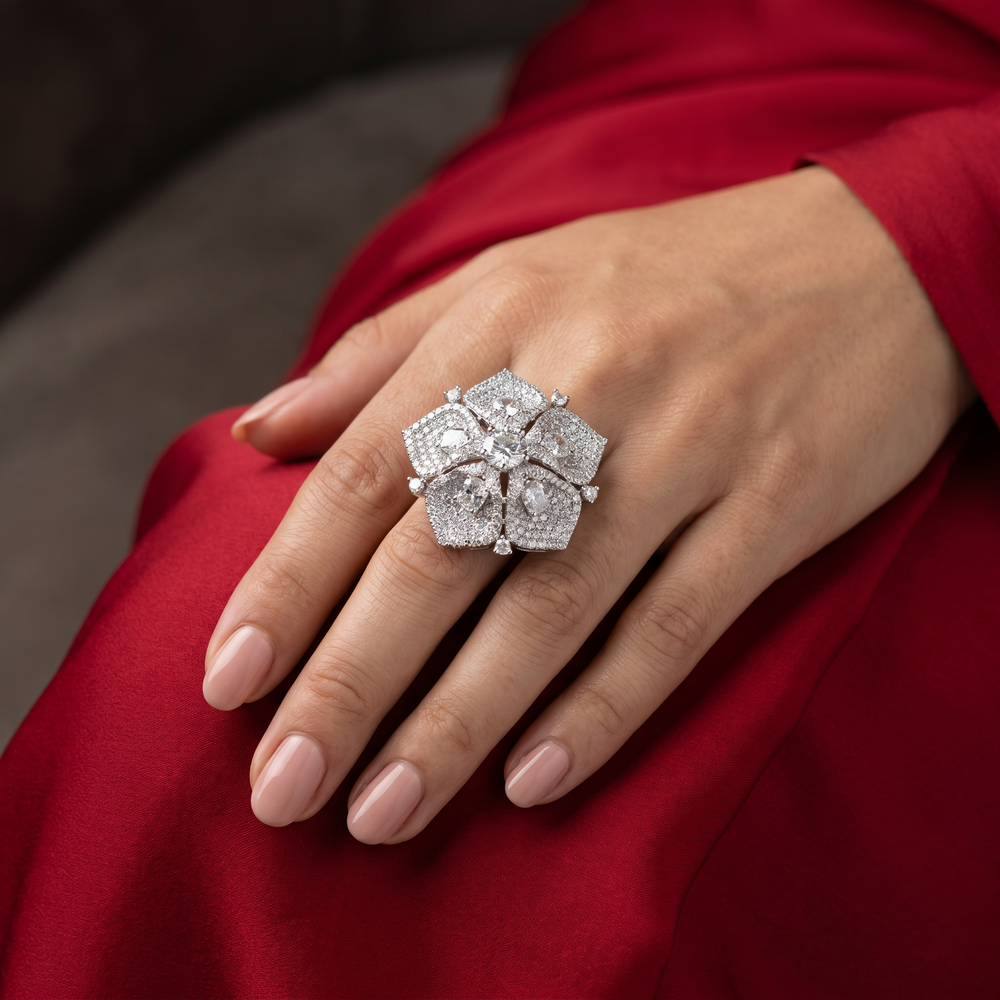 Pravya diamond blossom ring – radiant Indian heirloom by Ozel