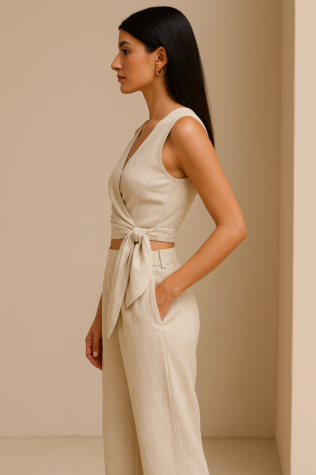 Riviera Linen Tie-Front Co-ord Set
