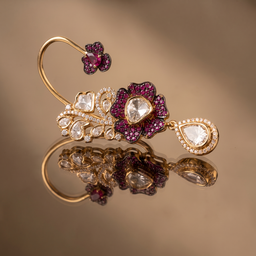 Raina Floral Ear Cuff Earrings