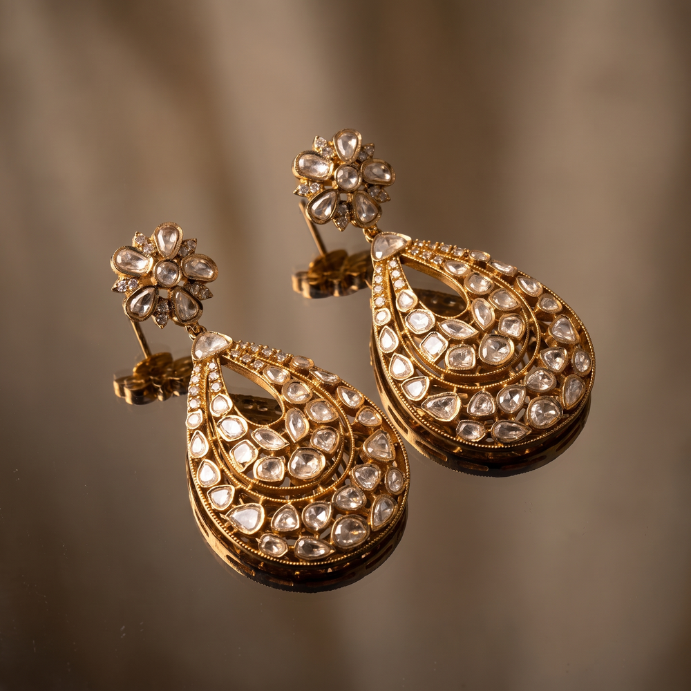 Rhea Polki Drop Earrings