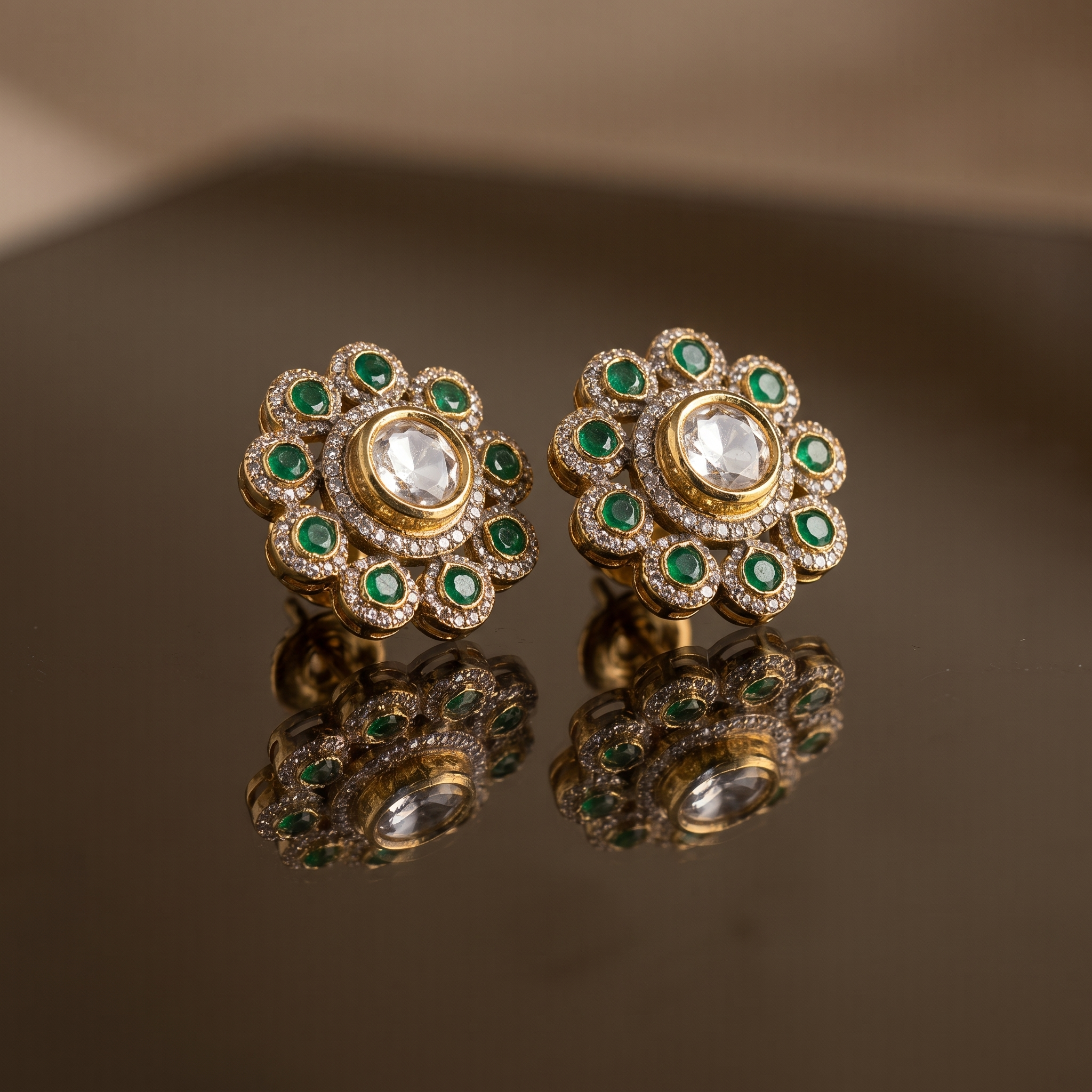 Roshni Kundan Stud Earrings