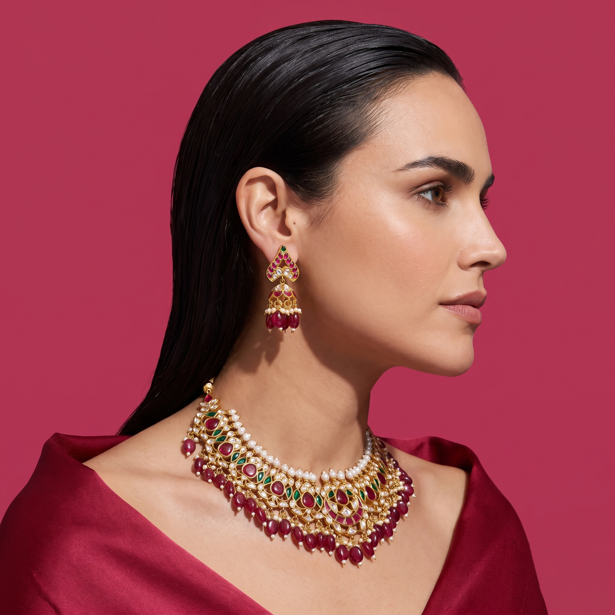 Ruhika Vintage Polki Necklace Set