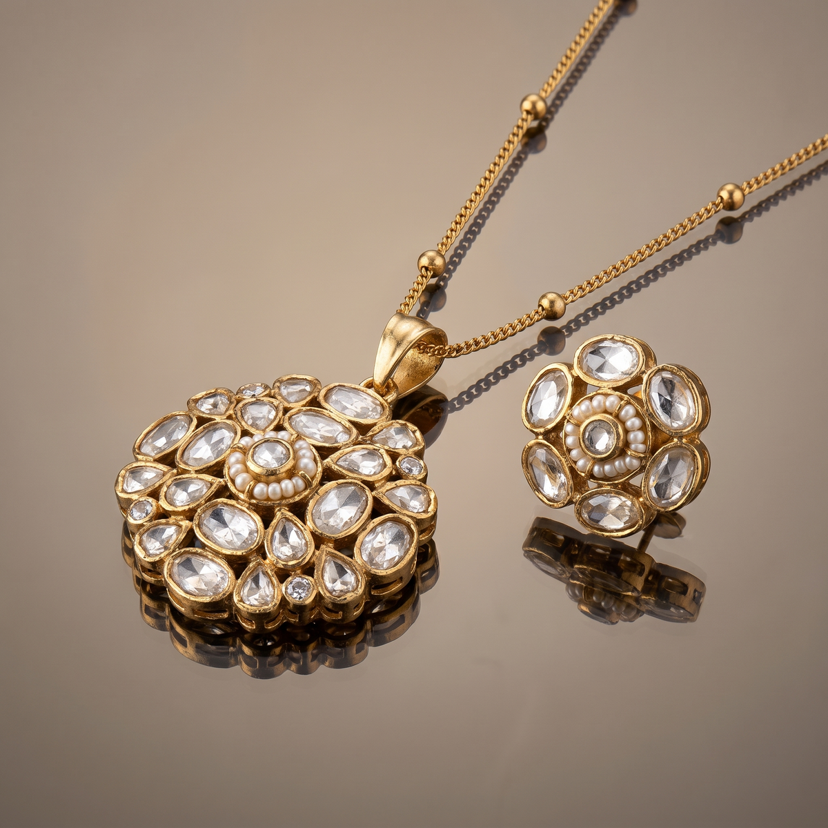 Ruveya Polki Pendant Set