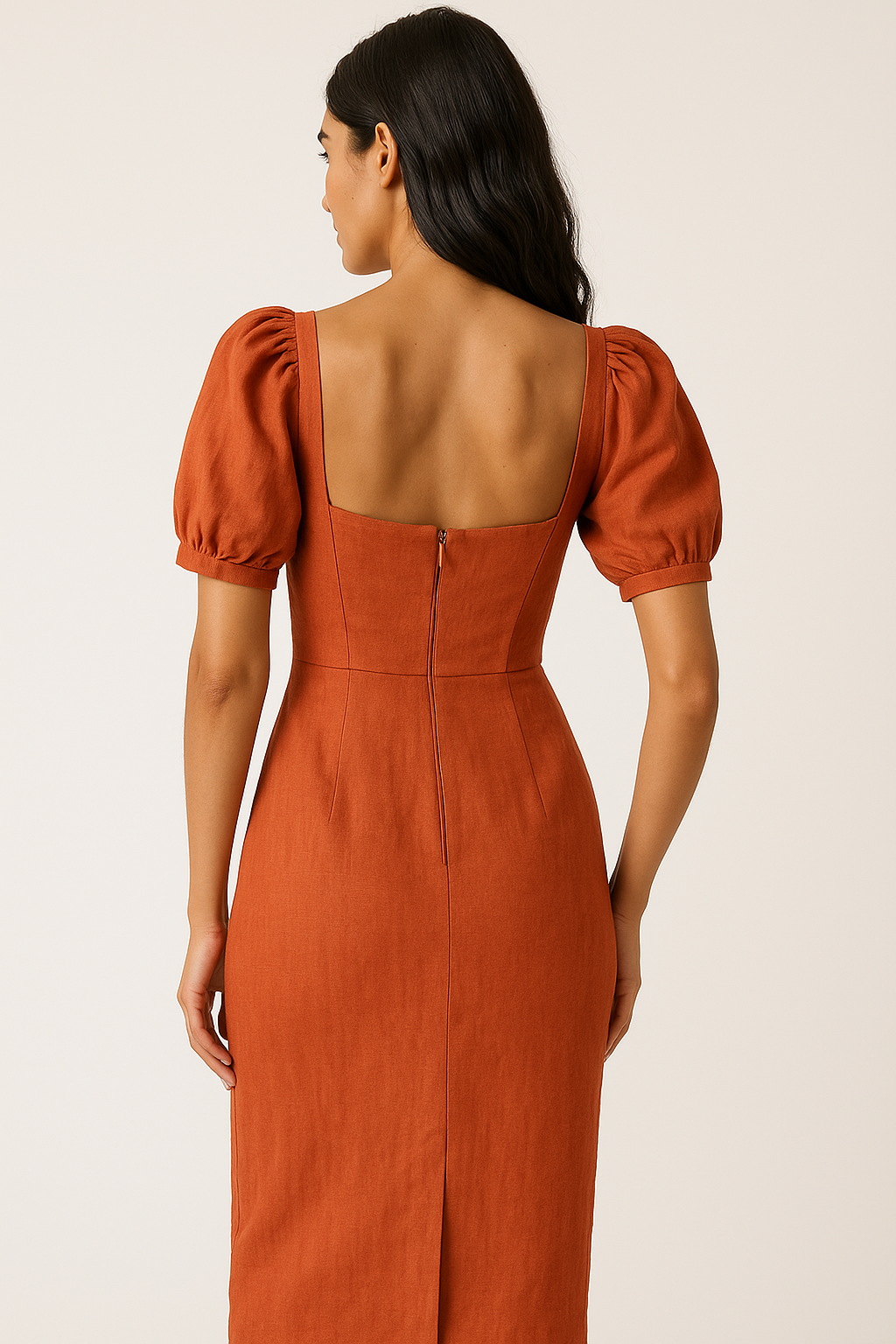 Sweetheart puff sleeved dress