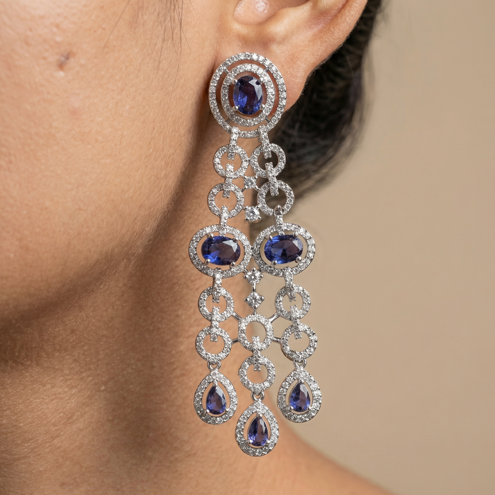 Saanvi midnight cascade earrings – elegant Indian heirloom by Ozel
