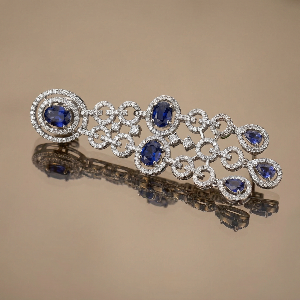 Saanvi midnight cascade earrings – detail view by Ozel