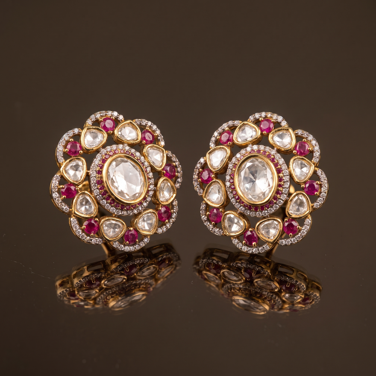 Samira Ruby Polki Studs