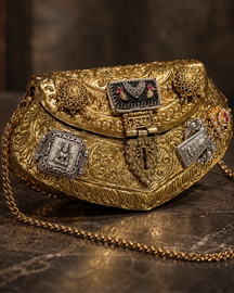 Katyayani Antique Gold Brass Clutch