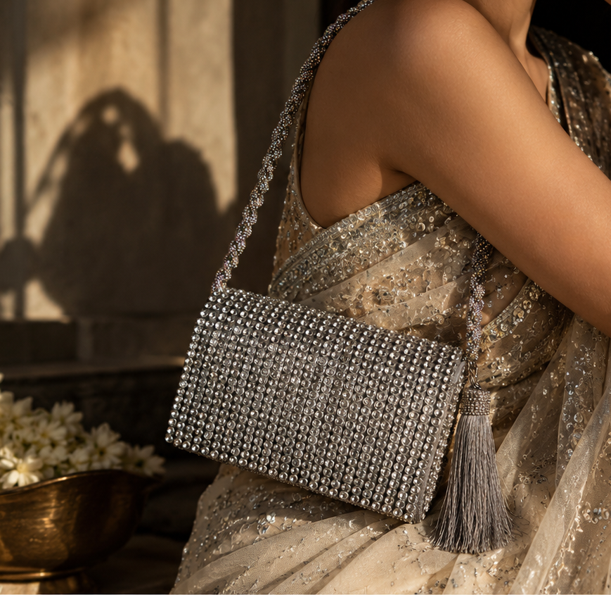 Velora Silver Flap Bag