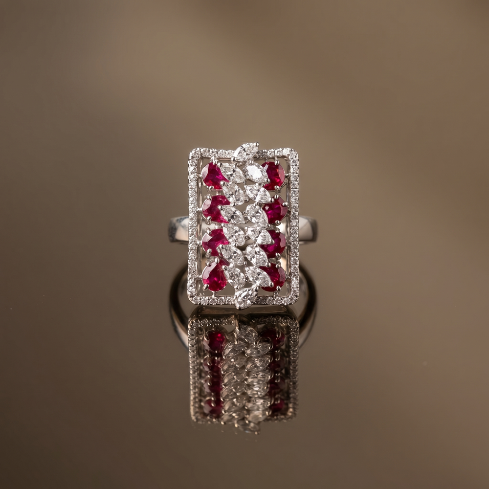 Siya ruby luxe ring – detail view by Ozel