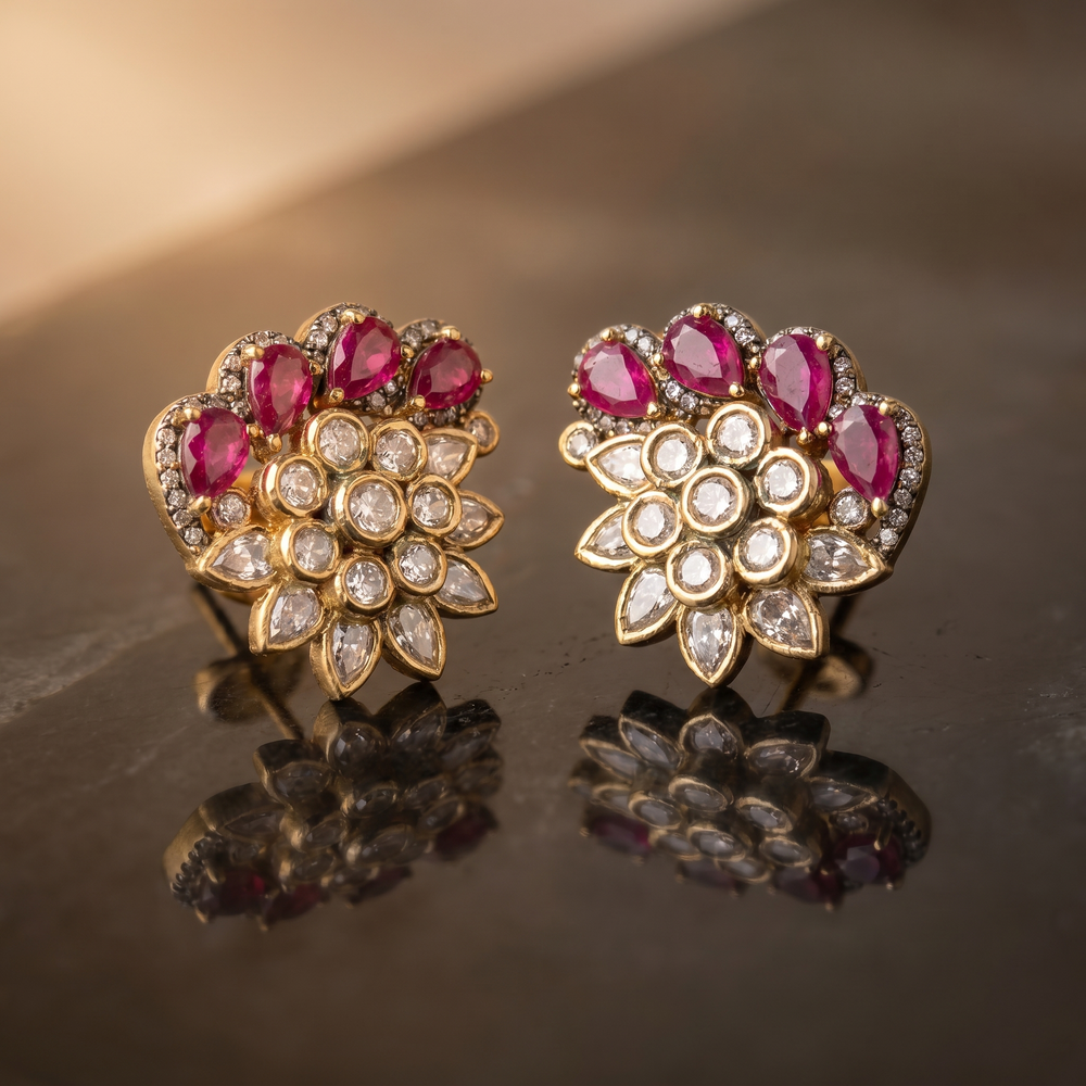 Sophia blush petal stud earrings – detail view by Ozel