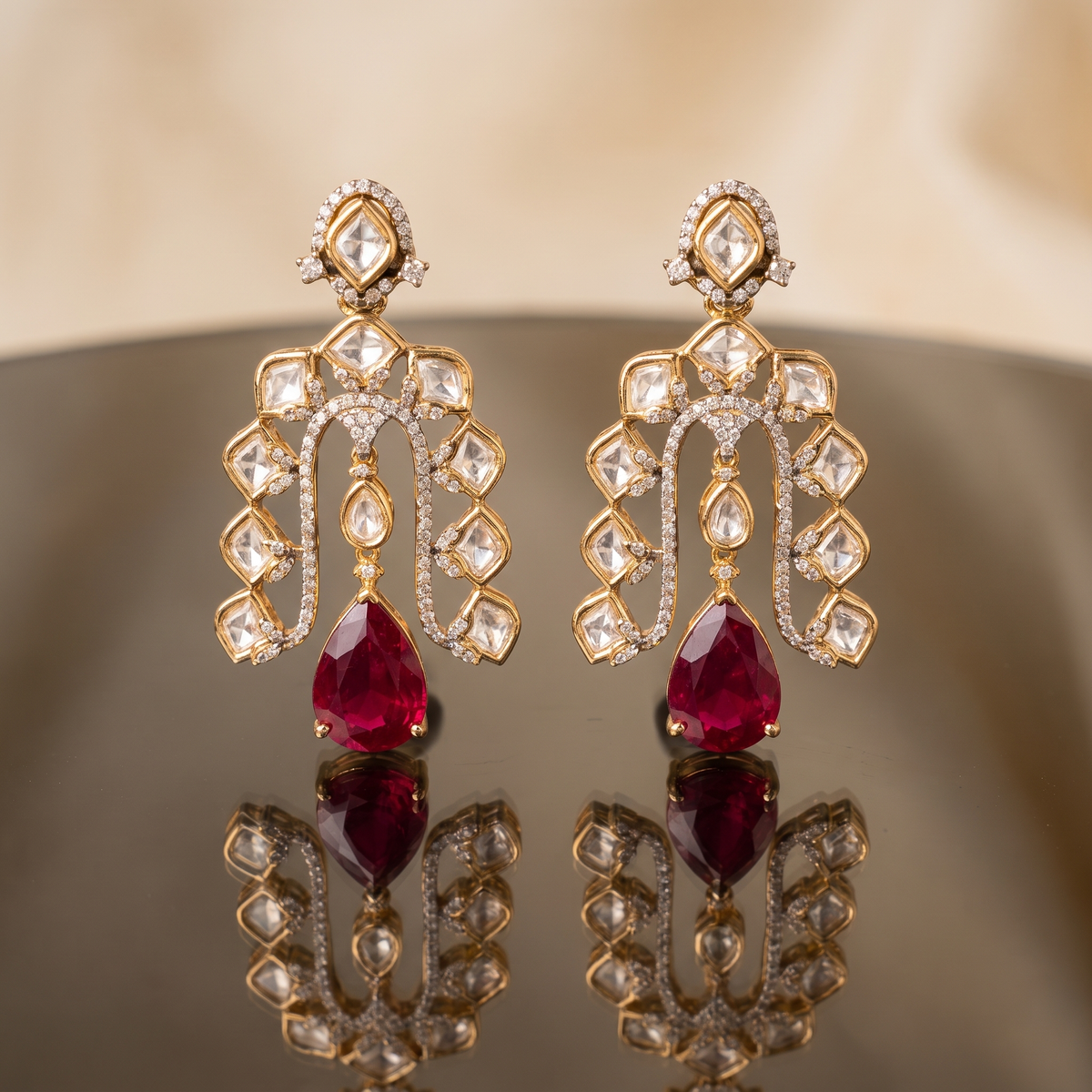 Tanha Ruby Kundan Earrings