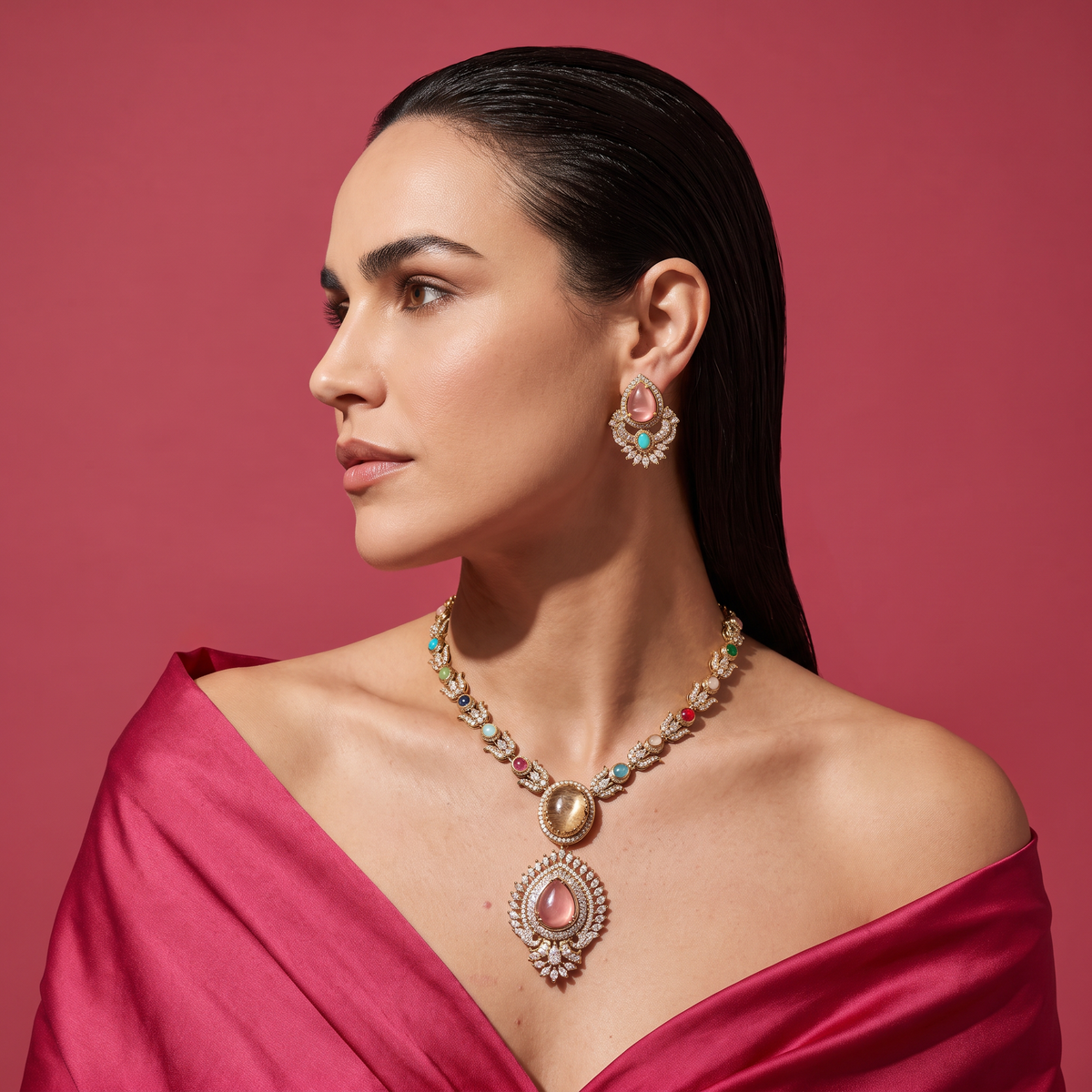Tara Rose Gem Necklace Set