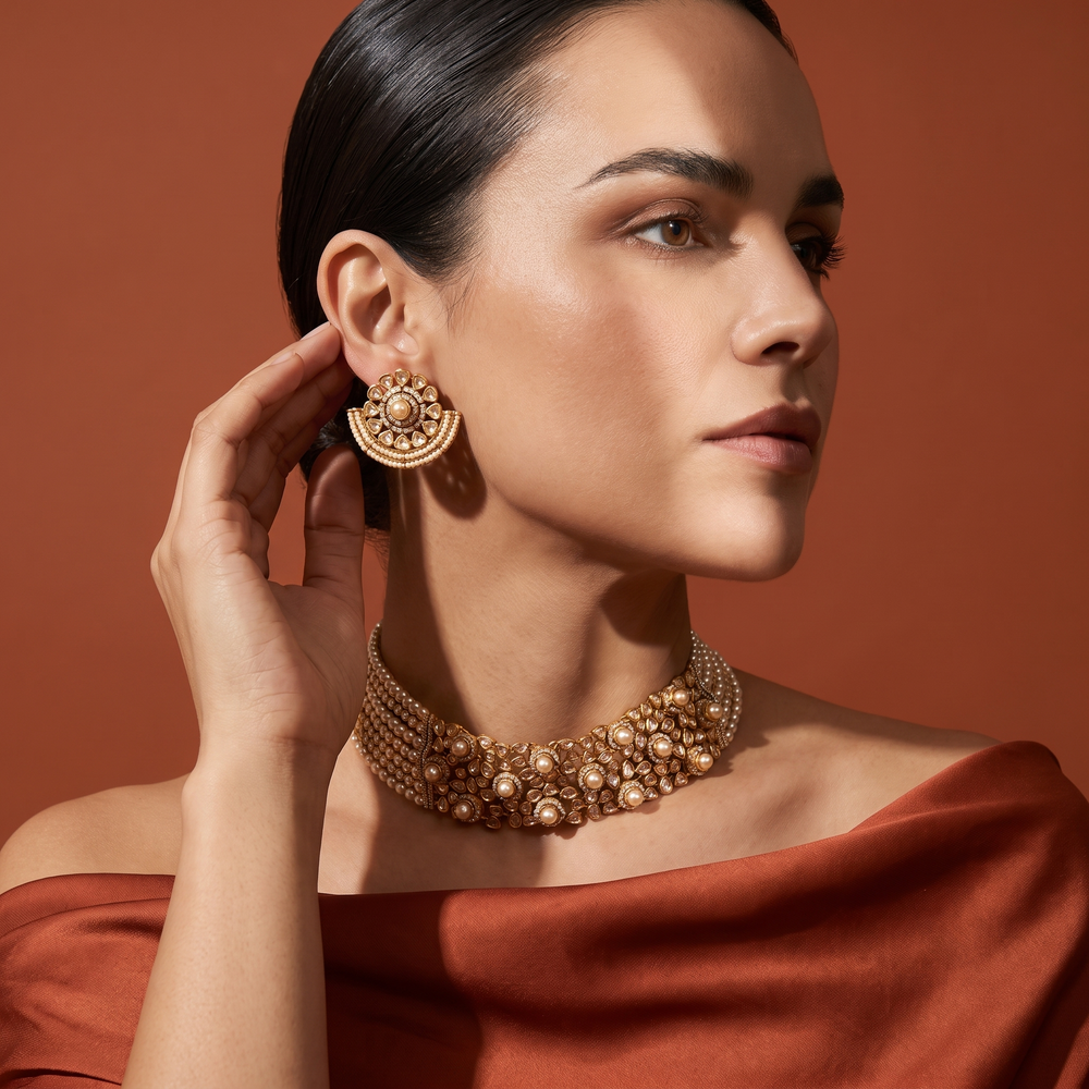 Tarini Kundan Pearl Choker Set