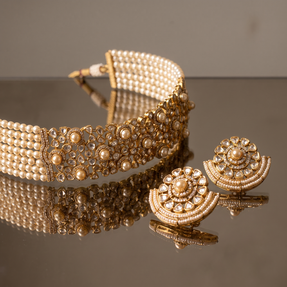 Tarini Kundan Pearl Choker Set