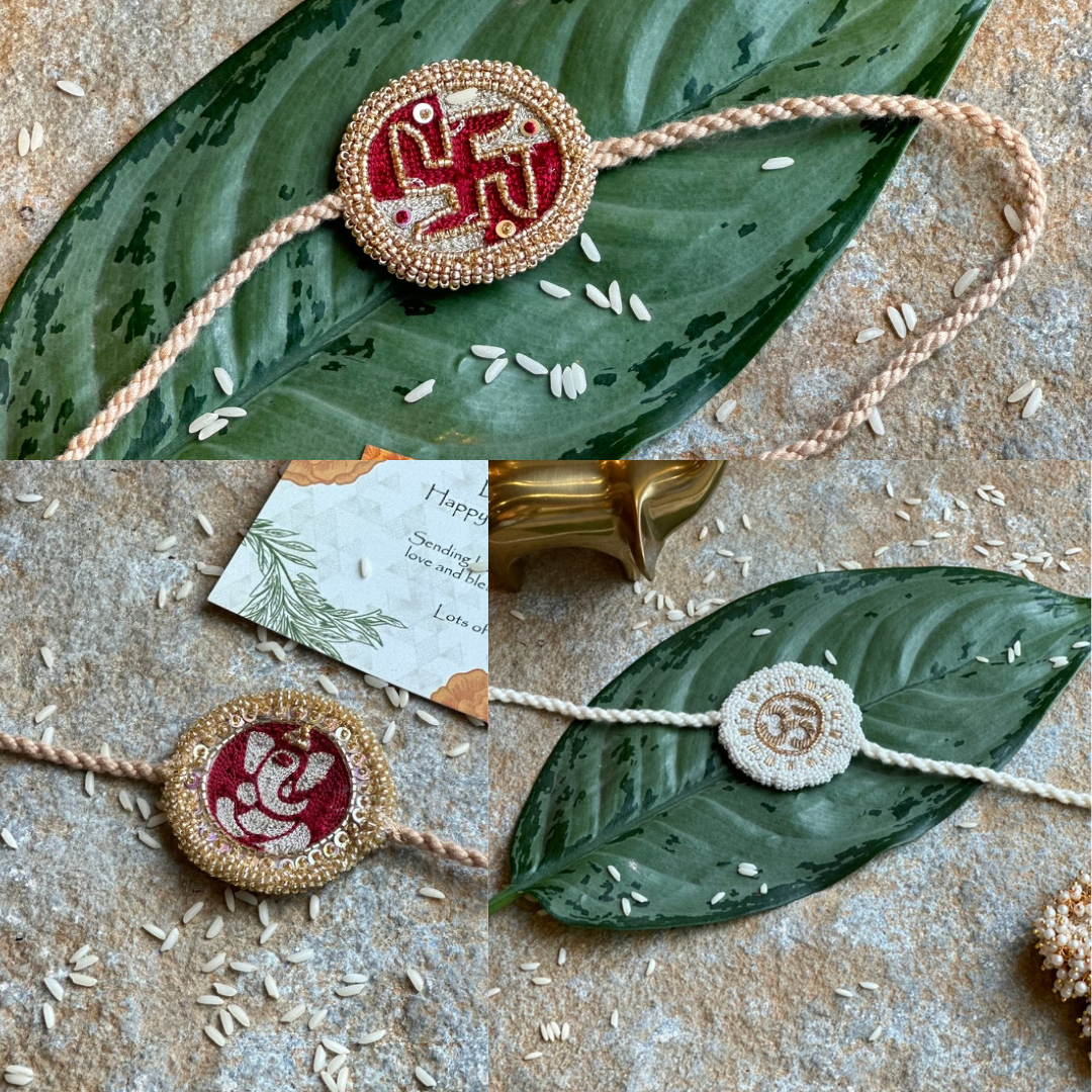 Set of 3 Spiritual Embroidered Rakhis