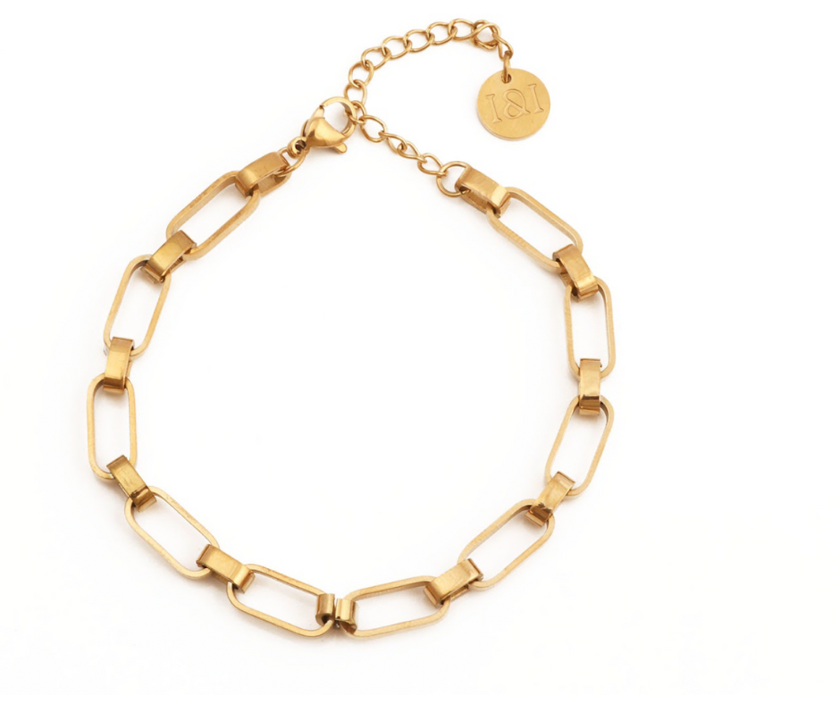 Link chain bracelet – close-up of chain links by Ozel