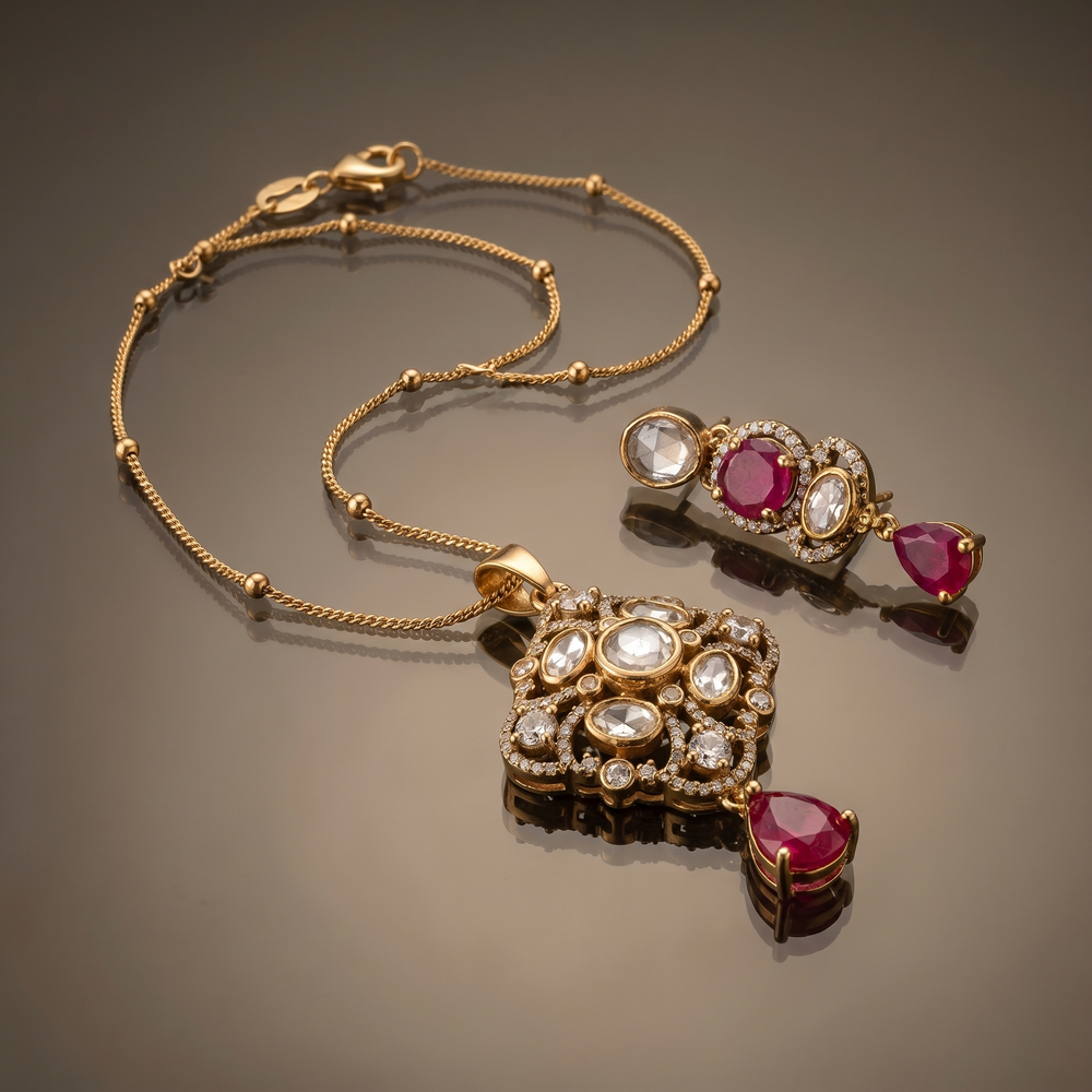 Verisha emerald grace necklace set – styled detail by Ozel