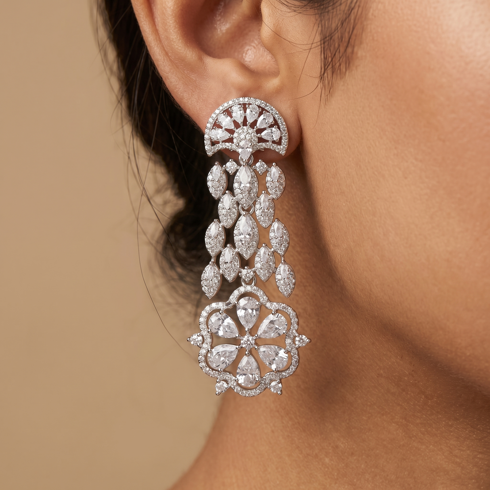 Vidhika royal cascade earrings – intricate Indian heirloom by Ozel