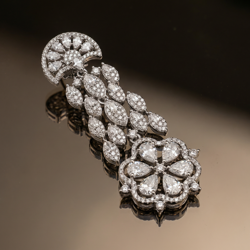 Vidhika royal cascade earrings – detail view by Ozel