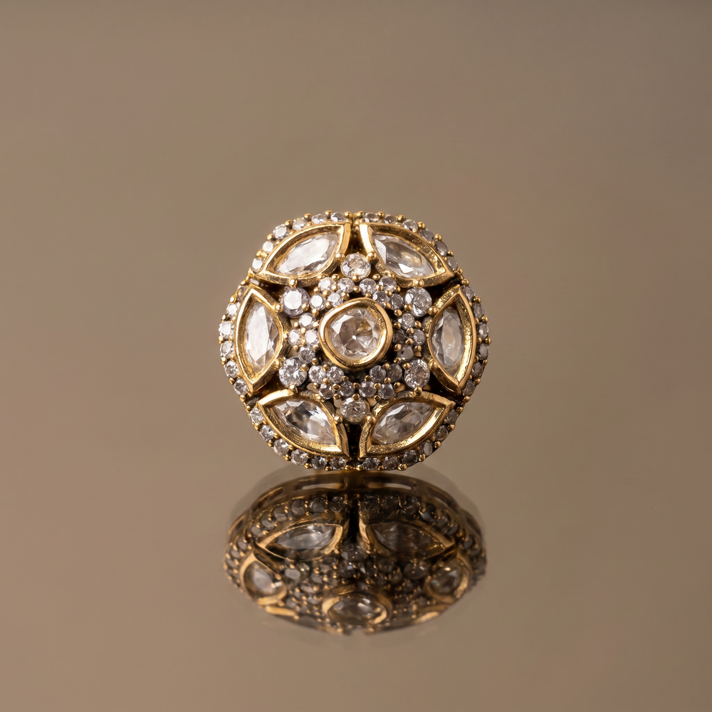 Vidisha celestial polki stud earrings – detail view by Ozel