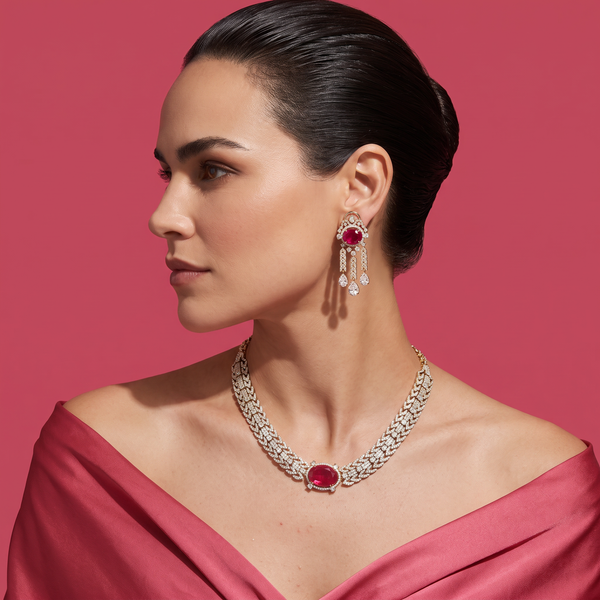 Viona Ruby Crystal Necklace Set