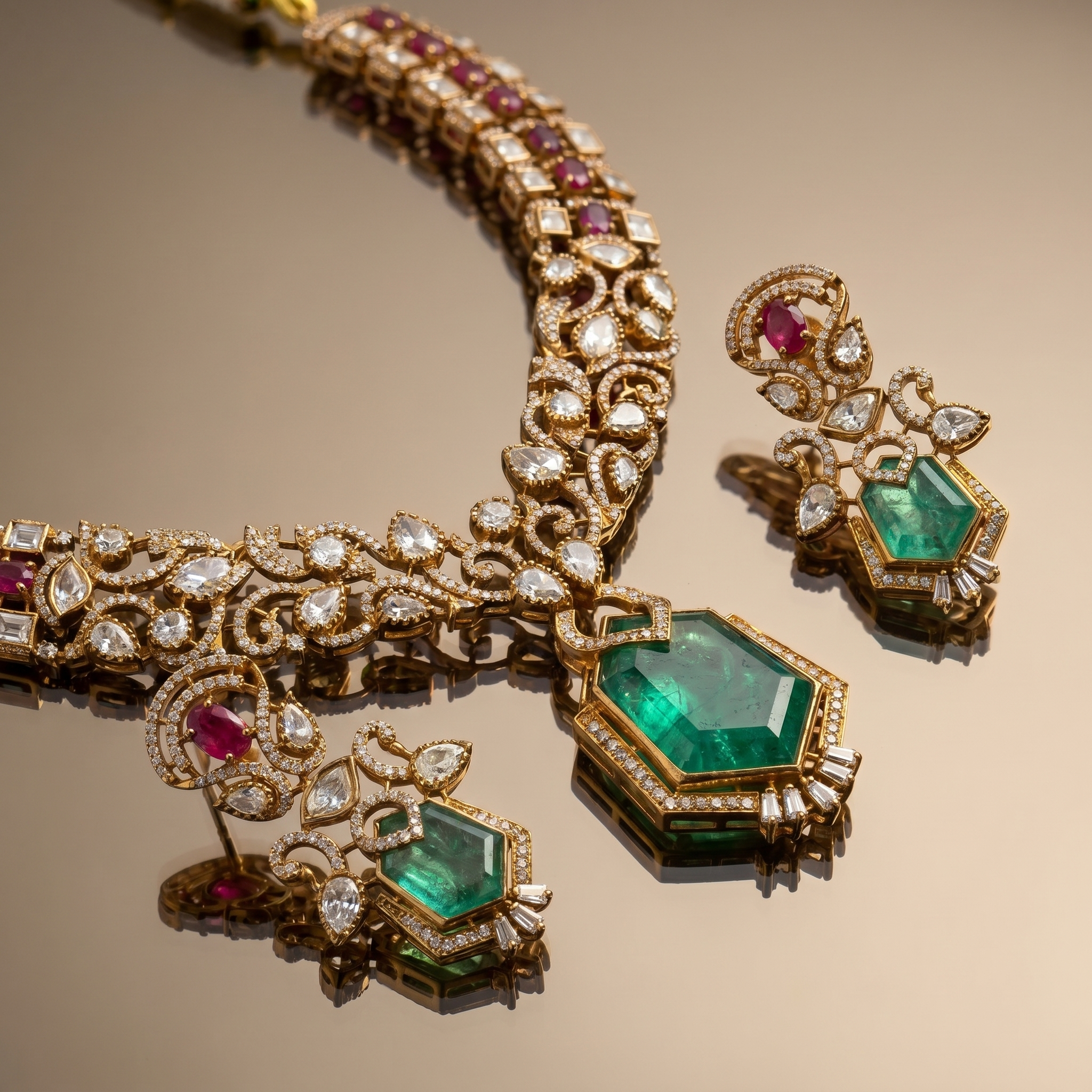 Vritika Emerald Regal Necklace Set