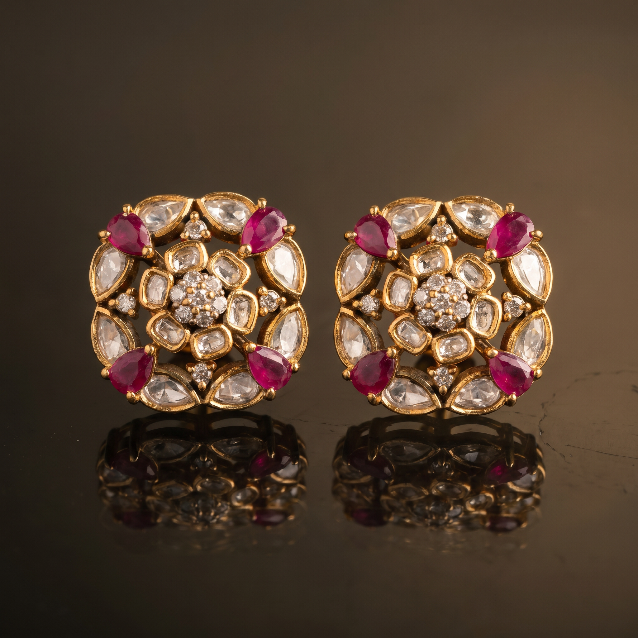 Vyomika emerald bloom stud earrings – styled detail by Ozel