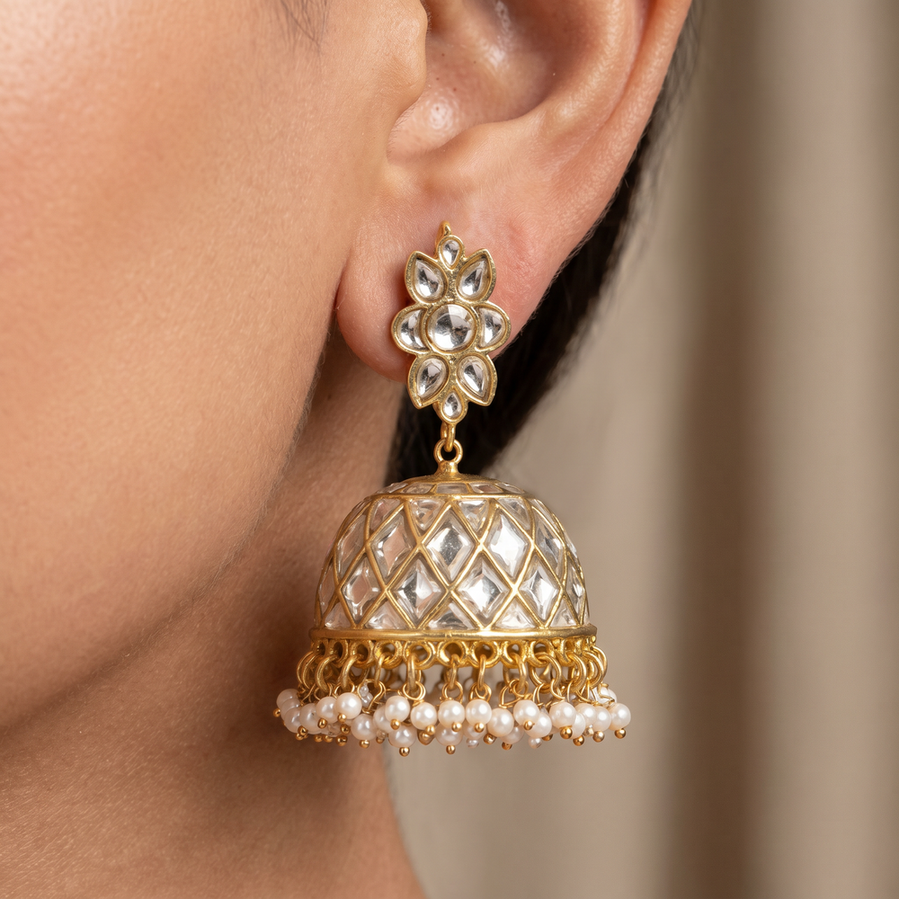 Yashira Kundan Dome Jhumka