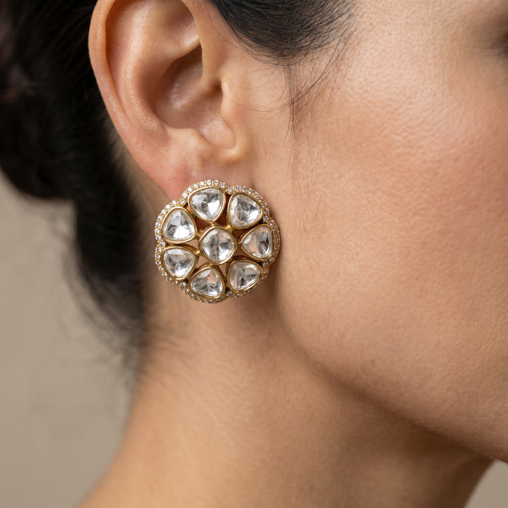 Zarelle Mirror Polki Studs