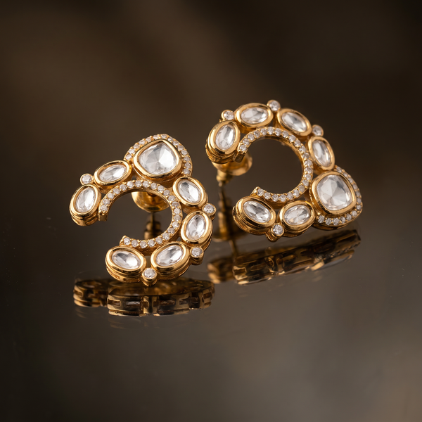 Zarika Kundan Crescent Studs