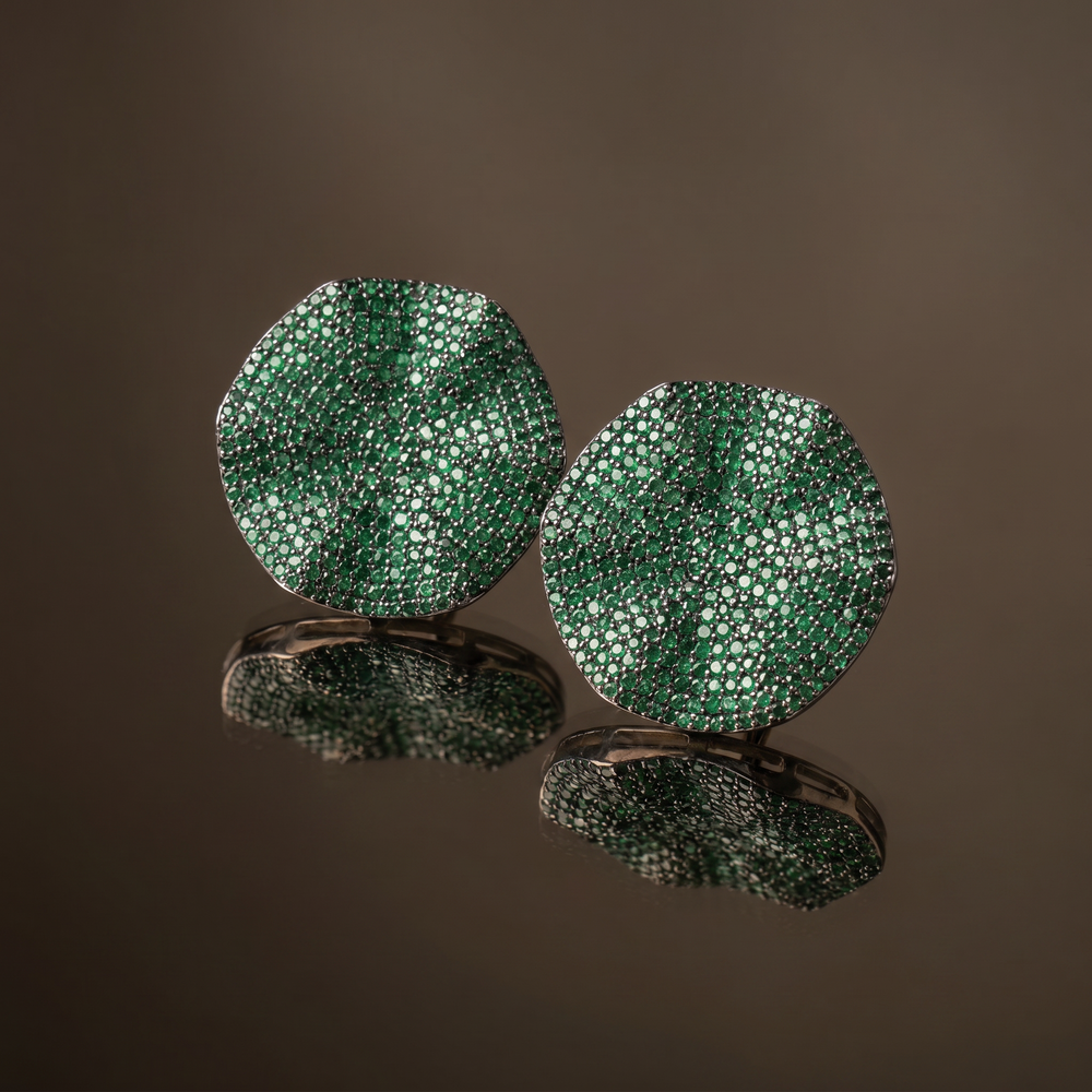 Zuhaina midnight eclipse stud earrings – side detail by Ozel