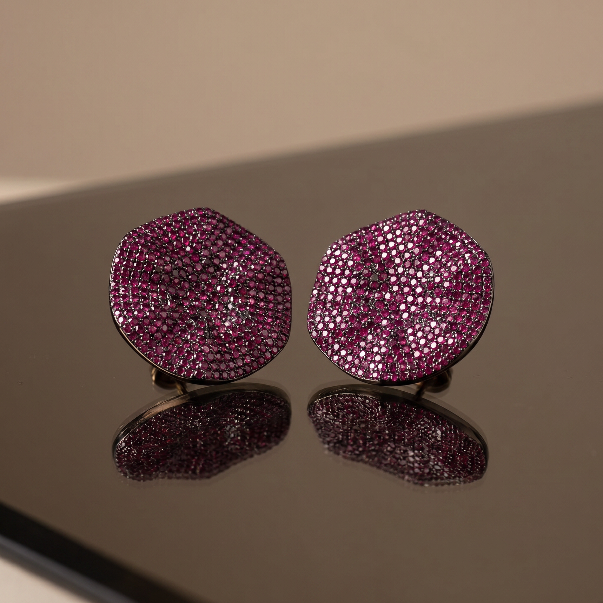 Zuhaina midnight eclipse stud earrings – styled detail by Ozel