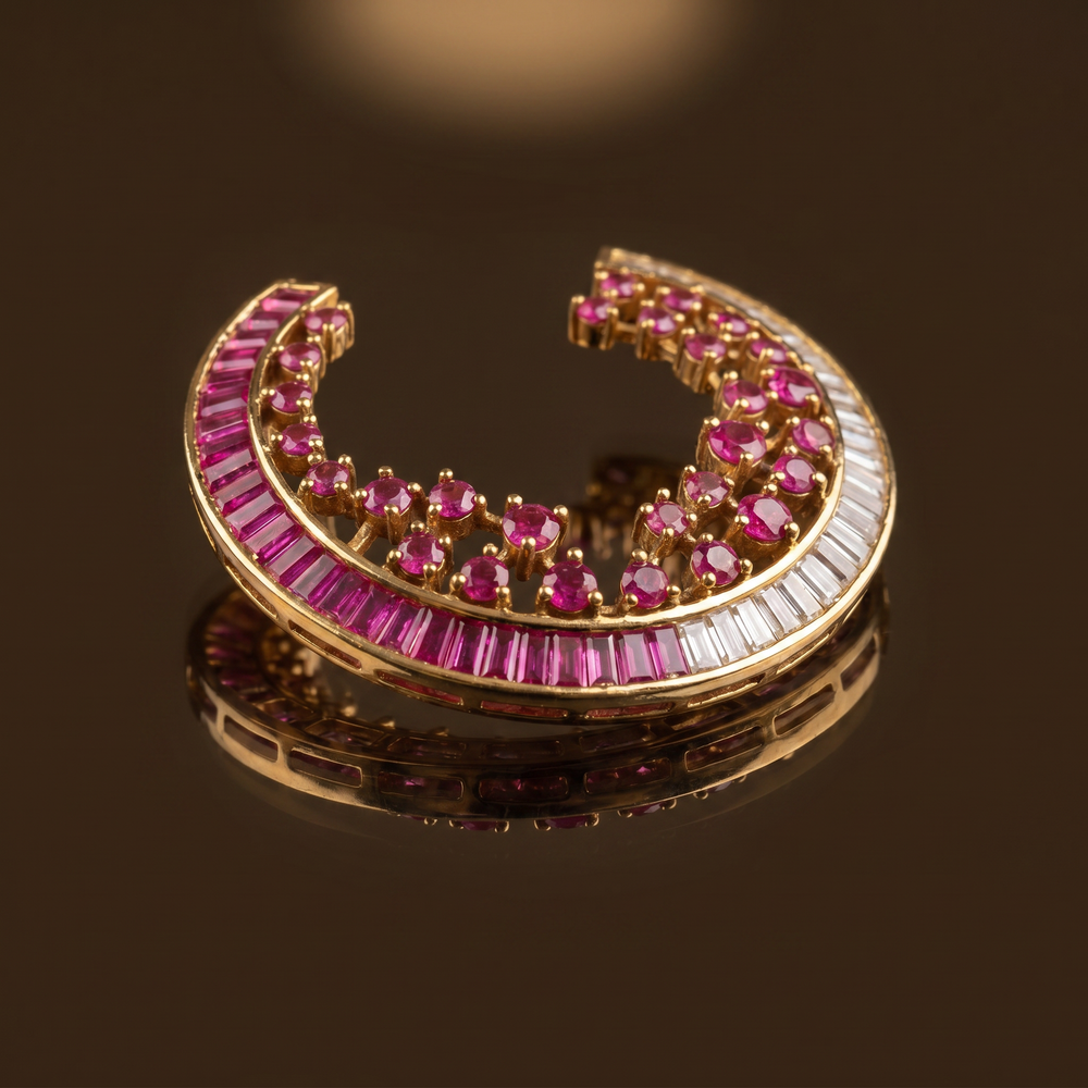 Side view of Zuhmira ruby crystal hoop earrings — Ozel