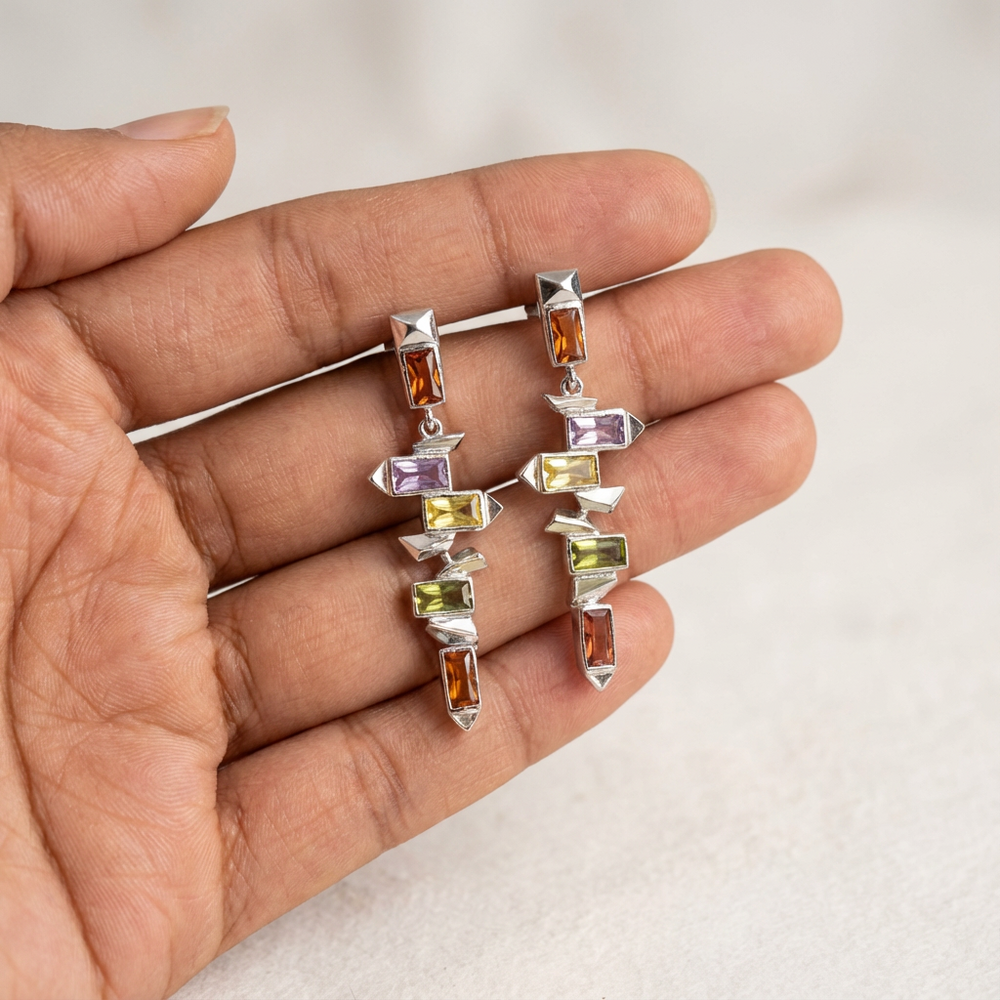 Prism cascade earrings – cascading prism detail by Ozel