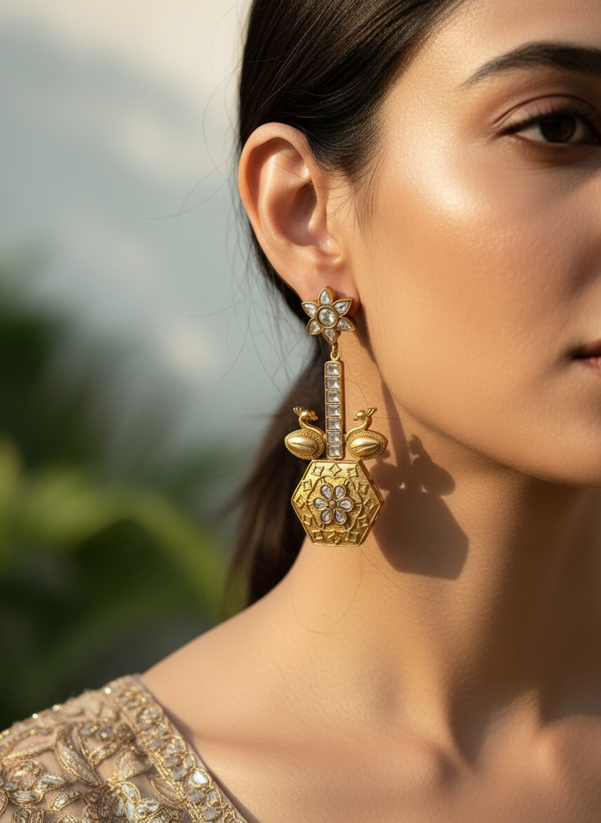 Temple carved earrings