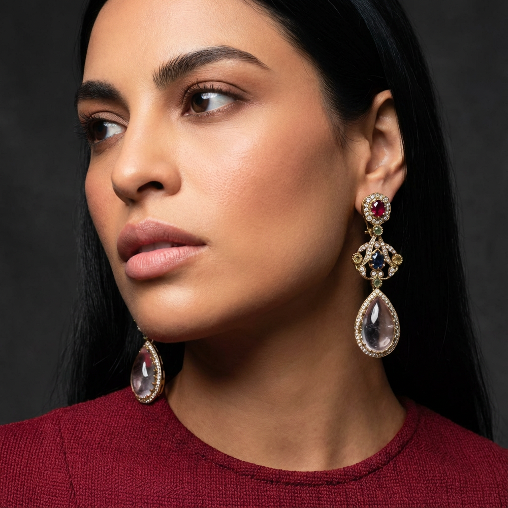 Estelle gemstone earrings – elegant Indian jewelry by Ozel