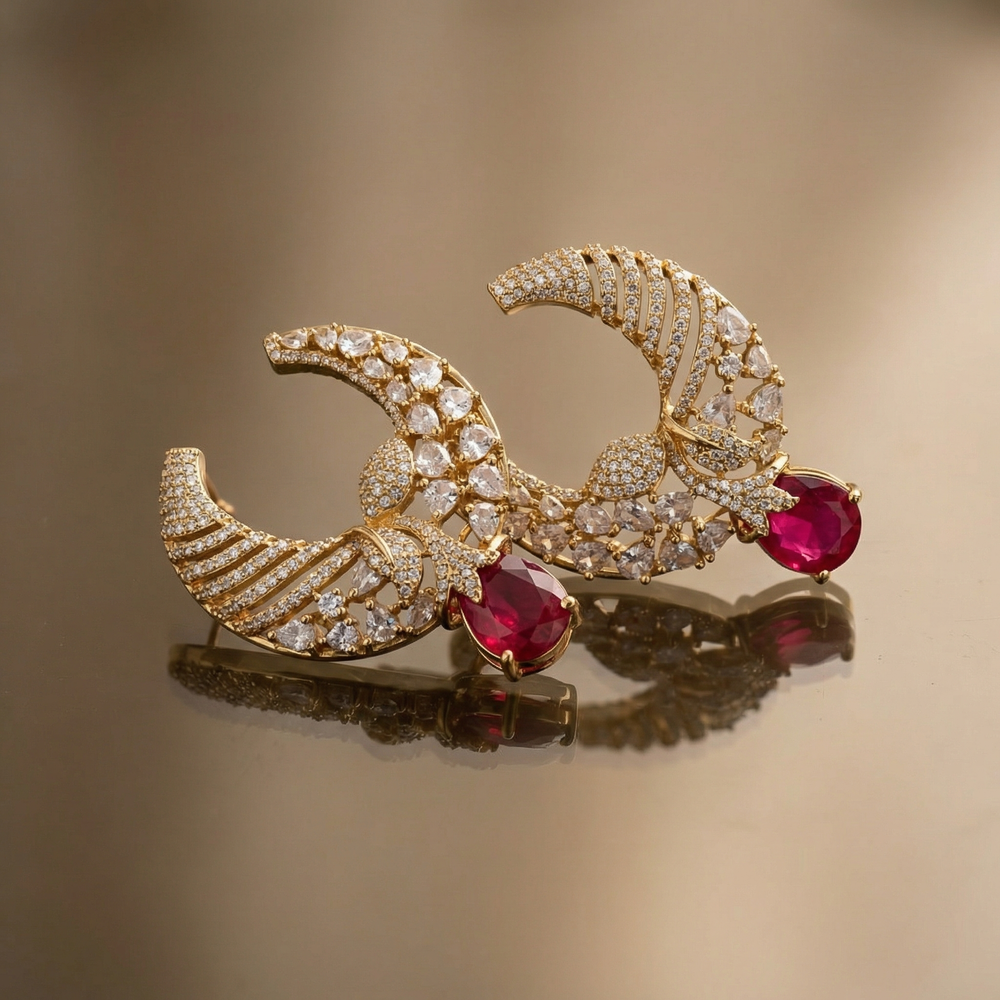 Aira Crescent Stud Earrings – handcrafted crescent stud earrings by Ozel