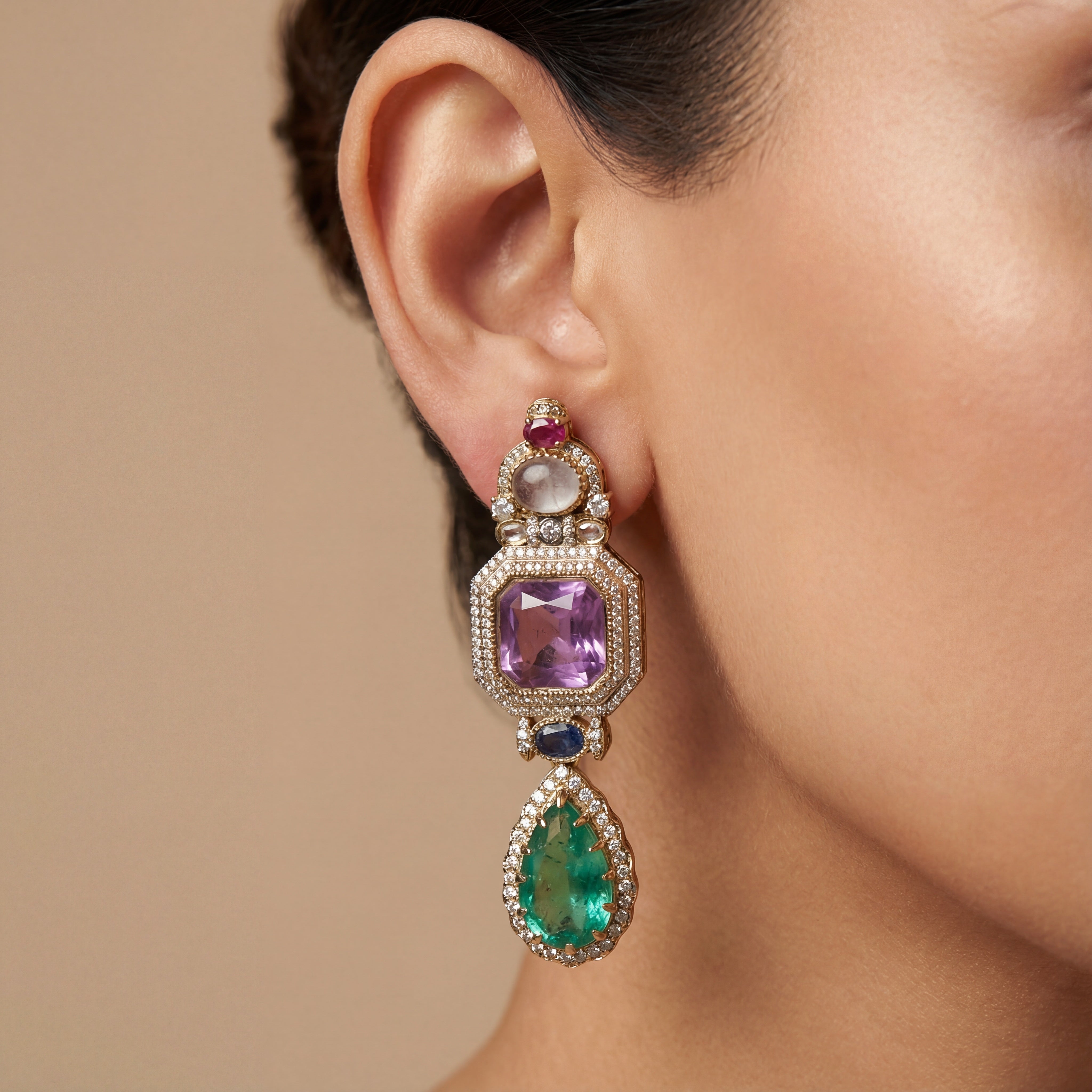AVYRA Multi-Stone Drop Earrings