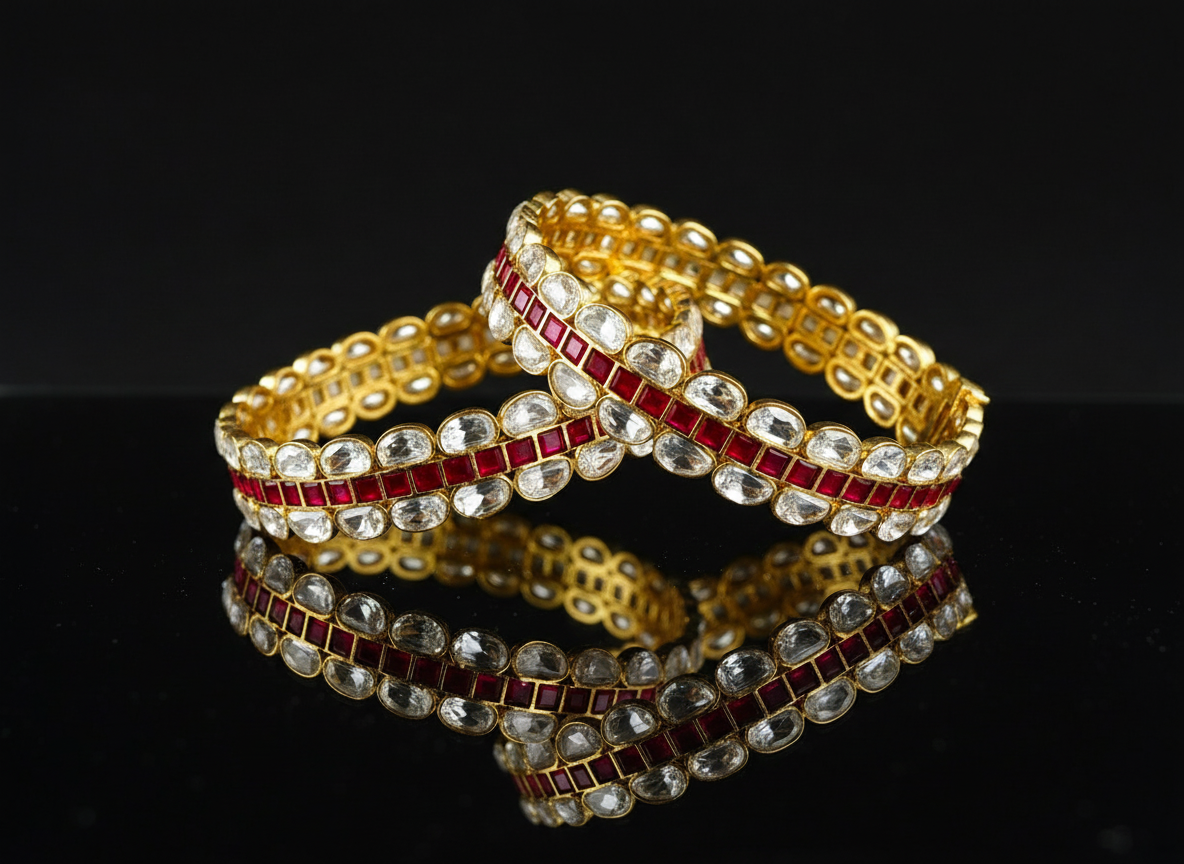 Ruby Kundan Bangles