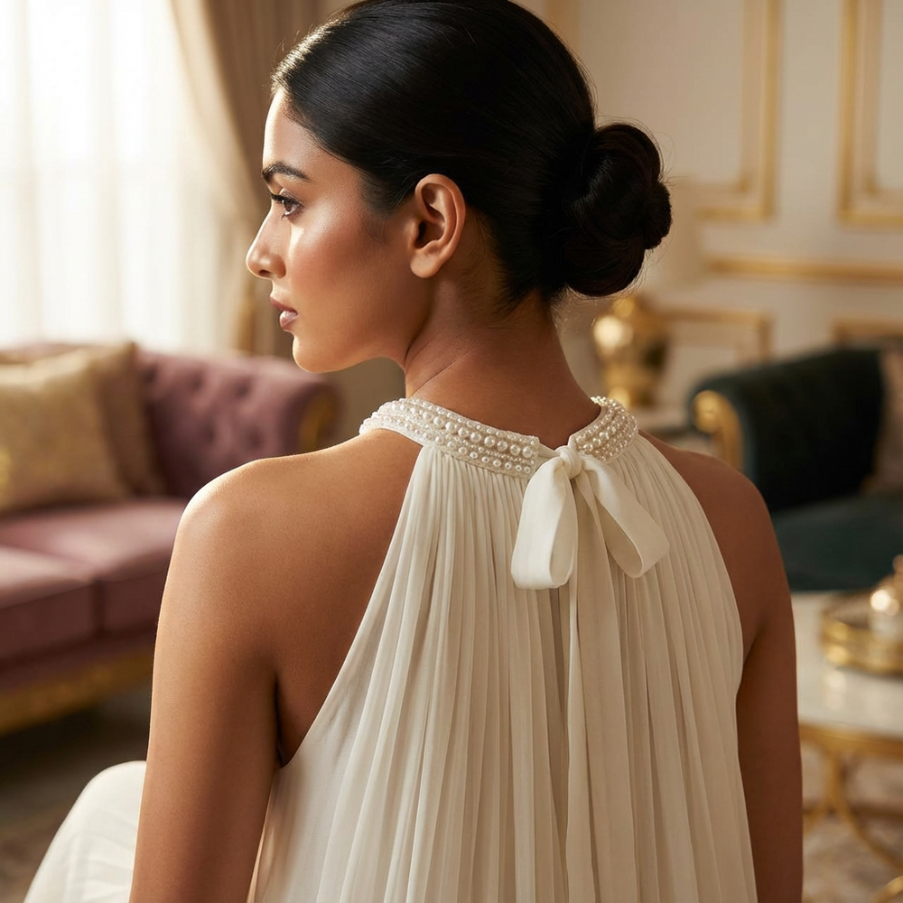 Anastasia ivory dress – elegant Indian occasion wear by Ozel