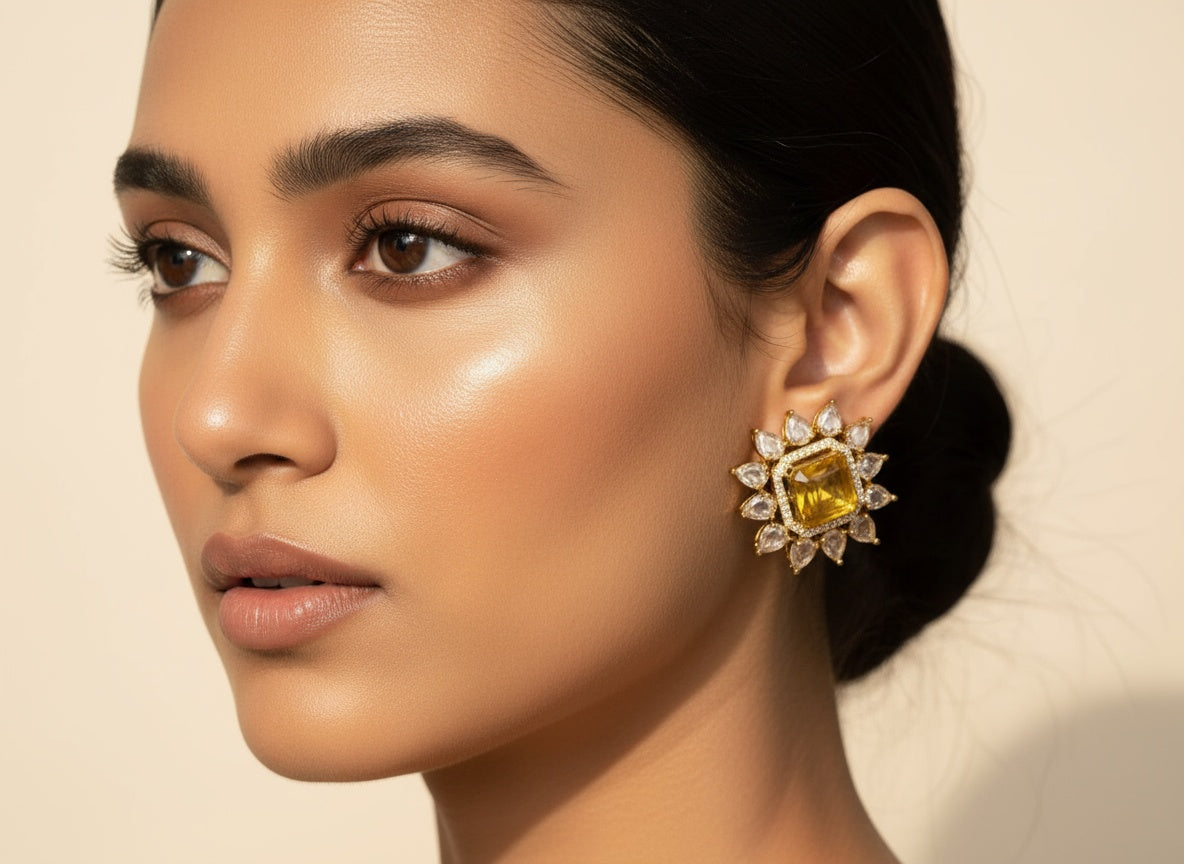 Crystal Stud Flower Earrings