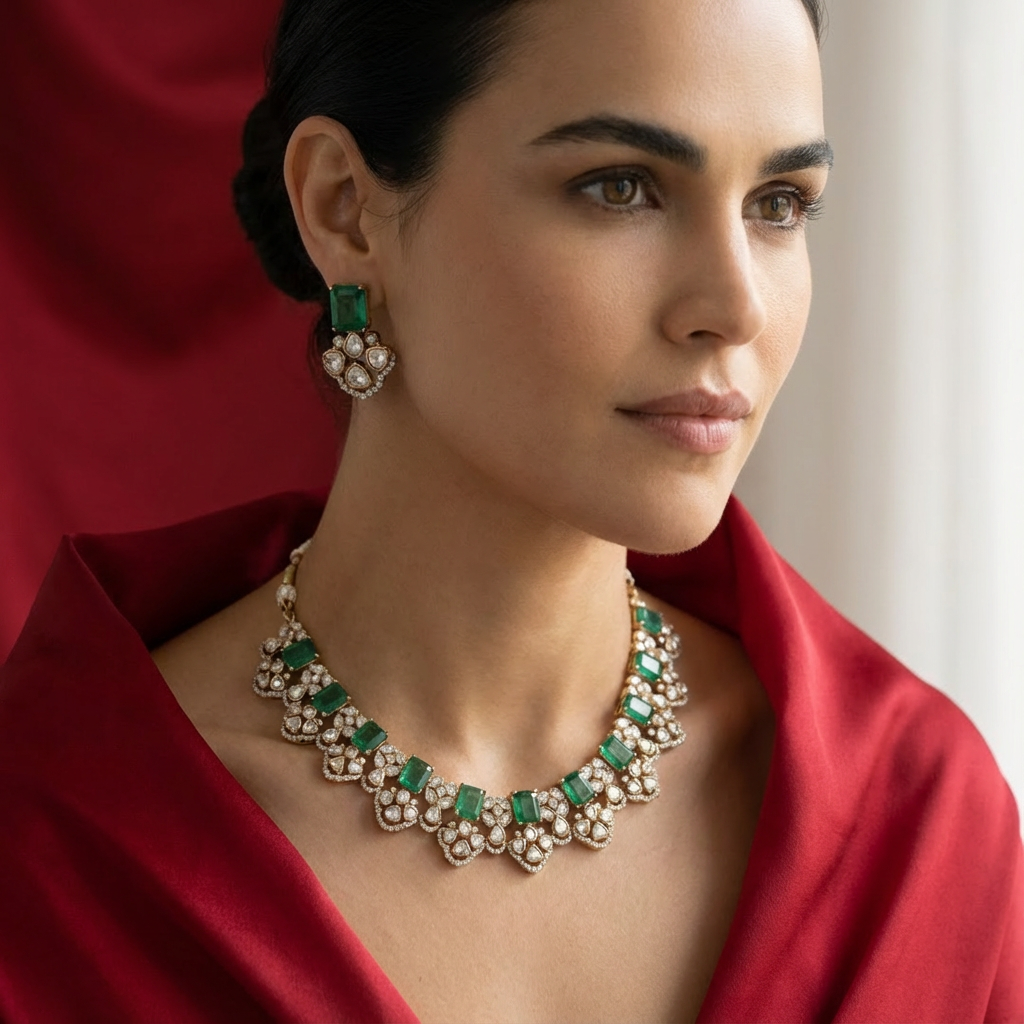 Garden of Emeralds Polki Set