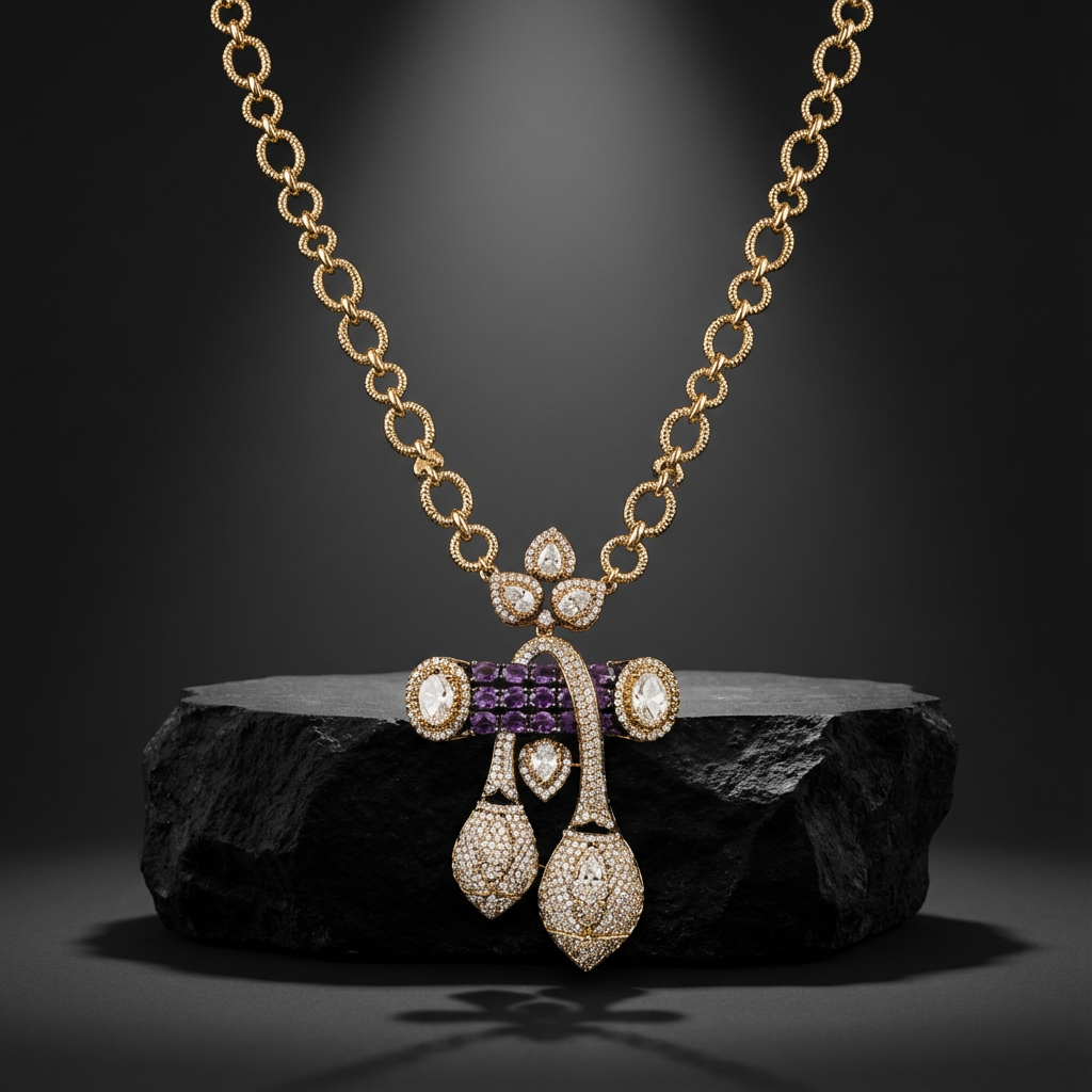 The Noir Cascade Pendant Necklace Set